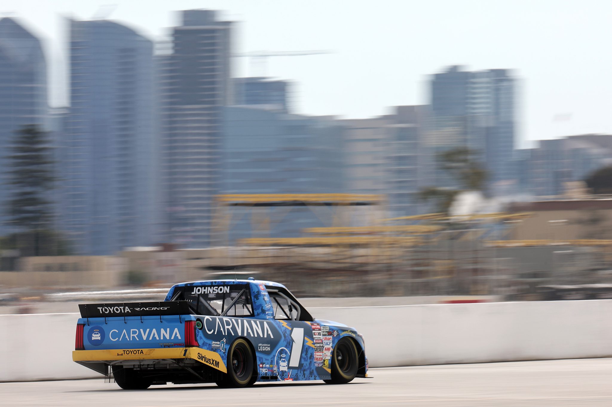 SAN DIEGO, CALIFORNIA - JUNE 19: Jimmie Johnson, driver of the #1 Carvana Toyota, drives during practice for the NASCAR Craftsman Truck Series Navy 250 at Naval Base Coronado on June 19, 2026 in San Diego, California. (Photo by James Gilbert/Getty Images) | Getty Images