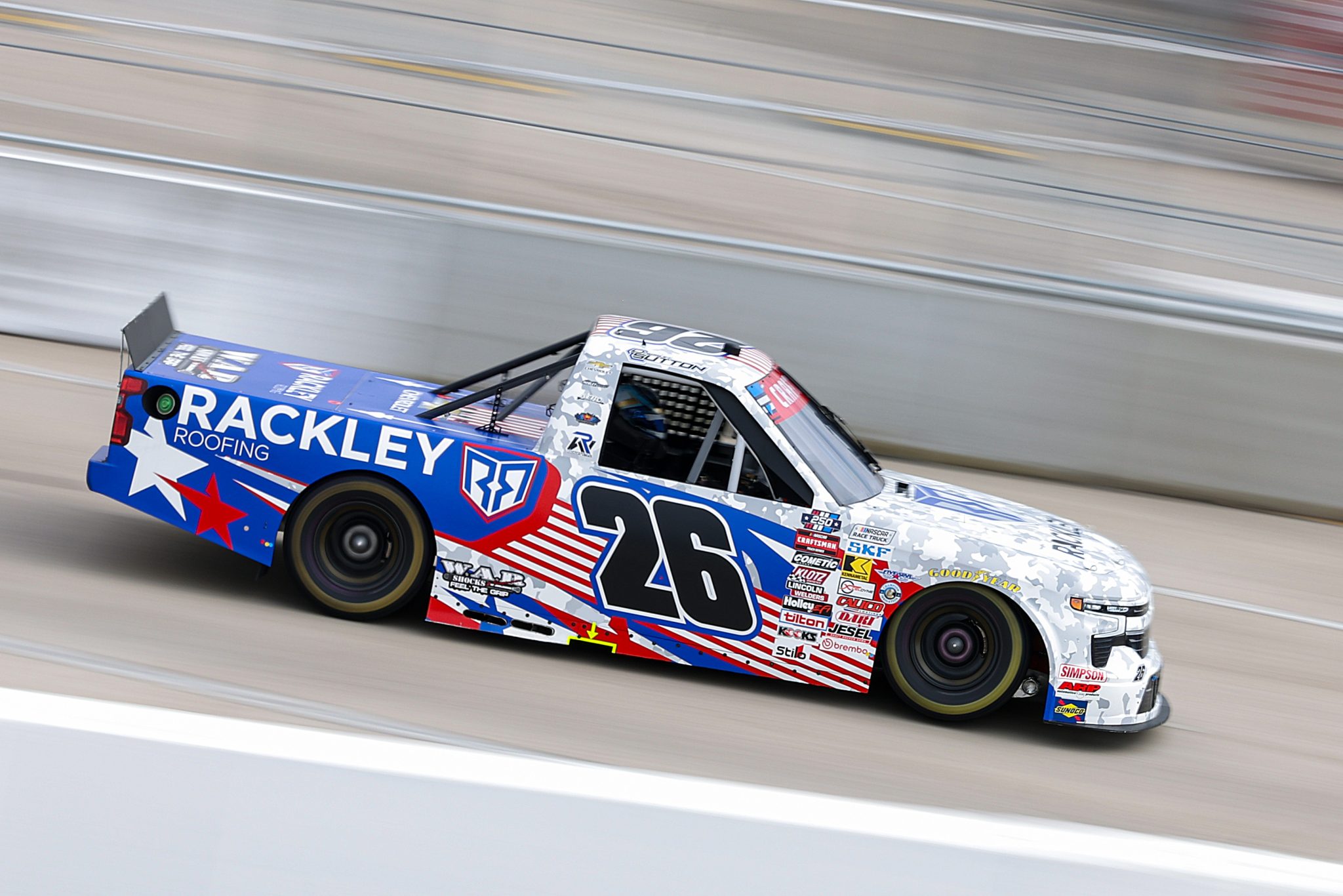 SAN DIEGO, CALIFORNIA - JUNE 19: Dawson Sutton, driver of the #26 Rackley Roofing Chevrolet, drives during practice for the NASCAR Craftsman Truck Series Navy 250 at Naval Base Coronado on June 19, 2026 in San Diego, California. (Photo by David Jensen/Getty Images) | Getty Images