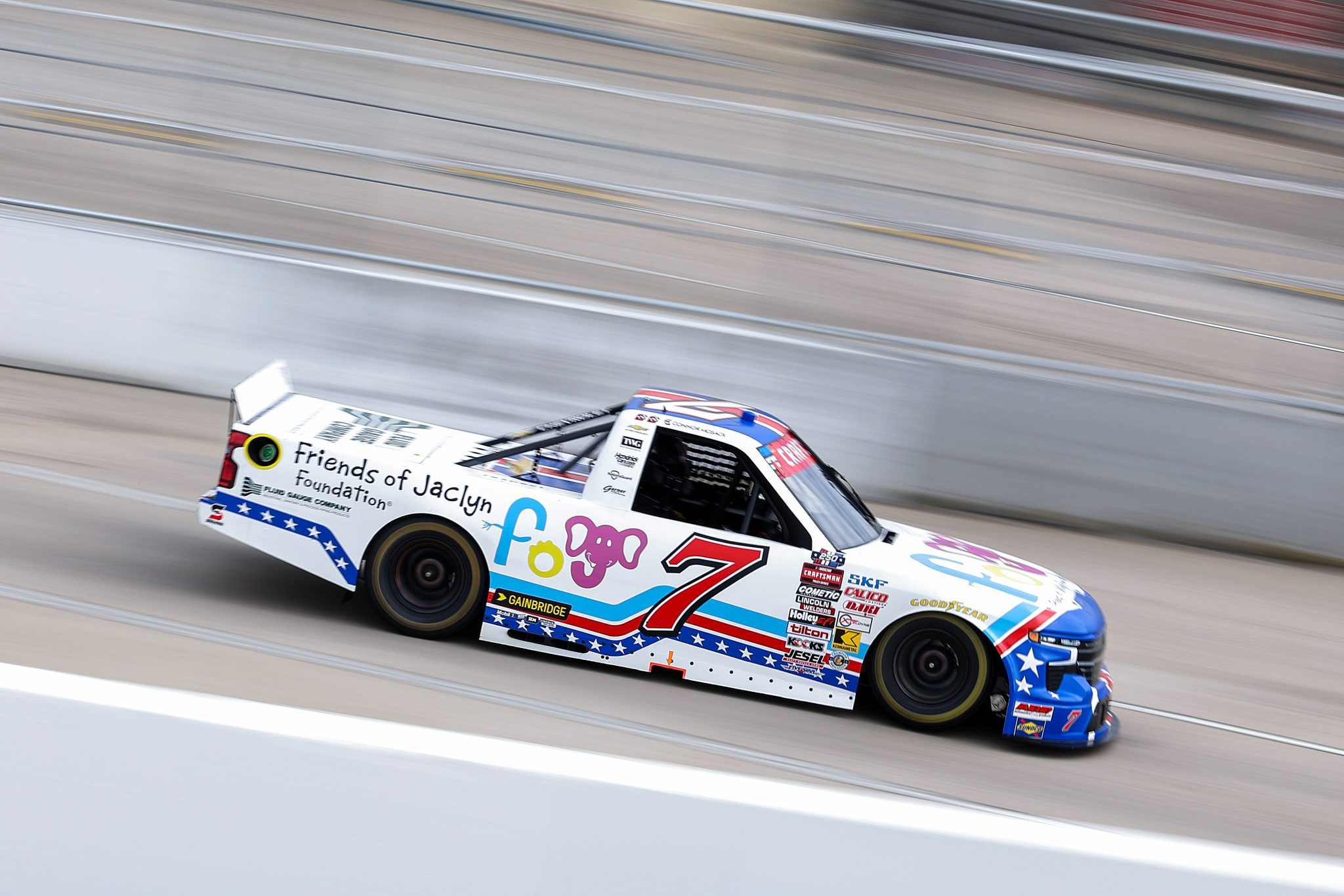 SAN DIEGO, CALIFORNIA - JUNE 19: Connor Mosack, driver of the #7 Friends of Jaclyn Foundation Chevrolet, drives during practice for the NASCAR Craftsman Truck Series Navy 250 at Naval Base Coronado on June 19, 2026 in San Diego, California. (Photo by David Jensen/Getty Images) | Getty Images