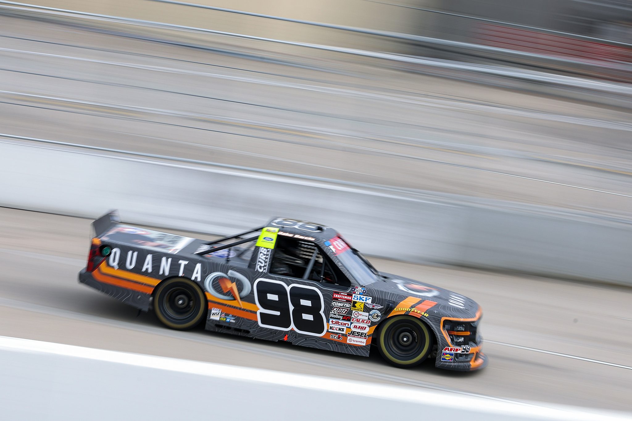 SAN DIEGO, CALIFORNIA - JUNE 19: Jake Garcia, driver of the #98 Quanta/ Curb Records Ford, drives during practice for the NASCAR Craftsman Truck Series Navy 250 at Naval Base Coronado on June 19, 2026 in San Diego, California. (Photo by David Jensen/Getty Images) | Getty Images