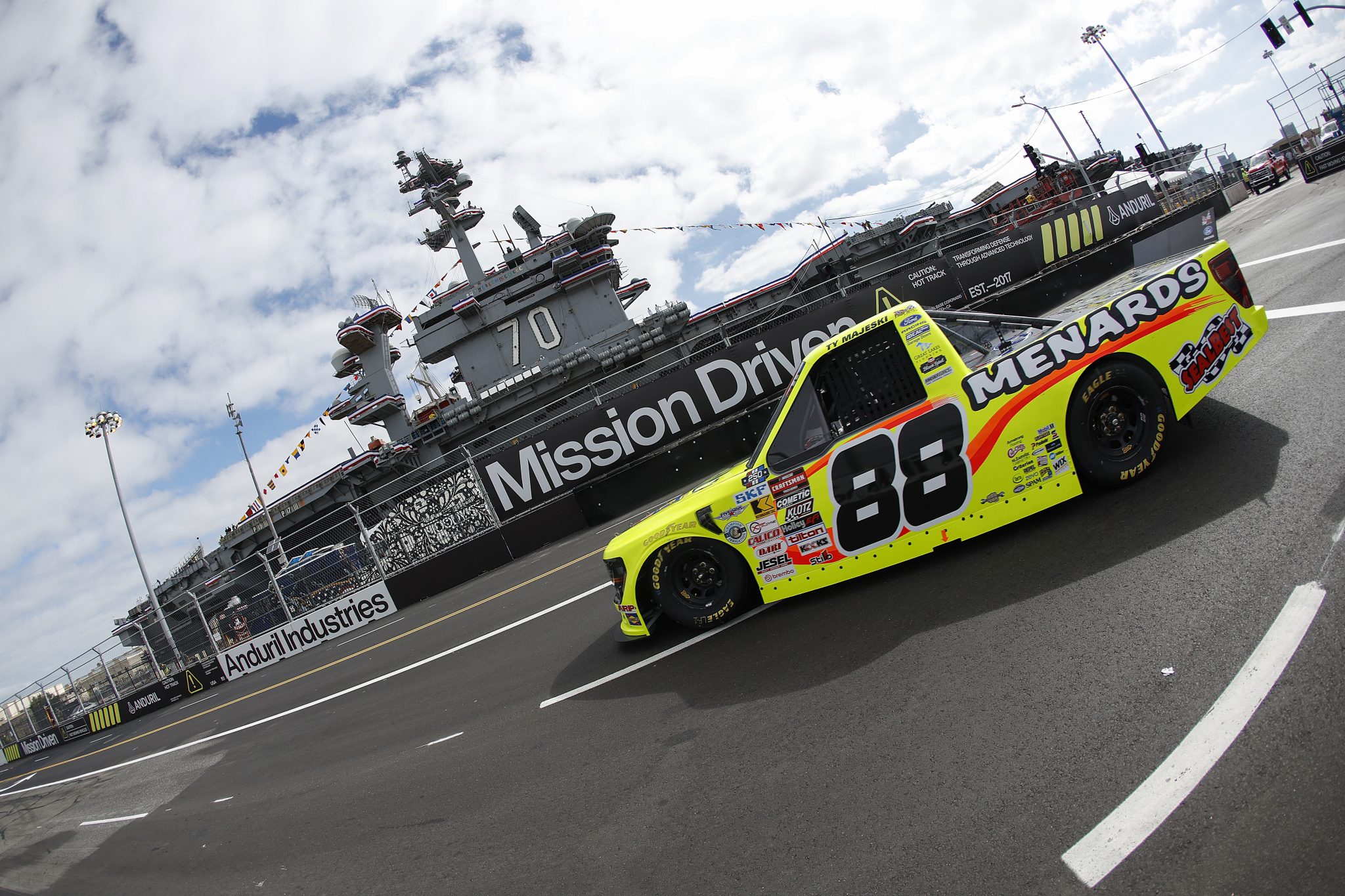 SAN DIEGO, CALIFORNIA - JUNE 19: Ty Majeski, driver of the #88 SPAM/ Menards Ford, drives during practice for the NASCAR Craftsman Truck Series Navy 250 at Naval Base Coronado on June 19, 2026 in San Diego, California. (Photo by Sean Gardner/Getty Images) | Getty Images