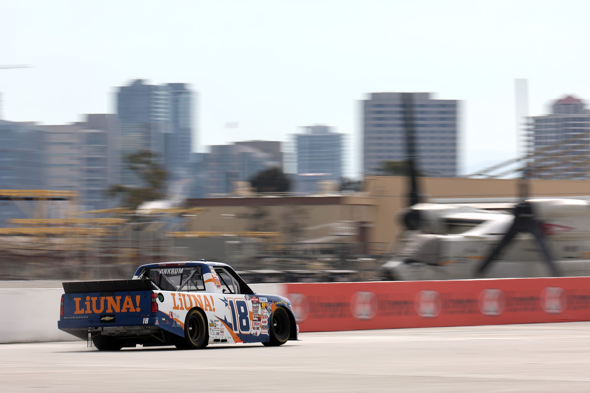 SAN DIEGO, CALIFORNIA - JUNE 19: Tyler Ankrum, driver of the #18 LIUNA Chevrolet, drives during practice for the NASCAR Craftsman Truck Series Navy 250 at Naval Base Coronado on June 19, 2026 in San Diego, California. (Photo by James Gilbert/Getty Images) | Getty Images