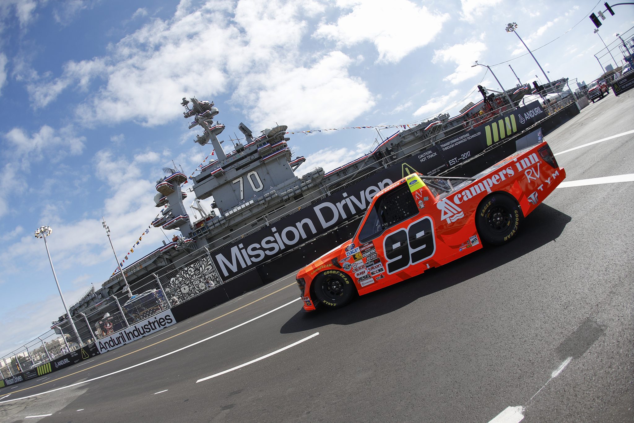 SAN DIEGO, CALIFORNIA - JUNE 19: Ben Rhodes, driver of the #99 Campers Inn Ford, drives during practice for the NASCAR Craftsman Truck Series Navy 250 at Naval Base Coronado on June 19, 2026 in San Diego, California. (Photo by Sean Gardner/Getty Images) | Getty Images