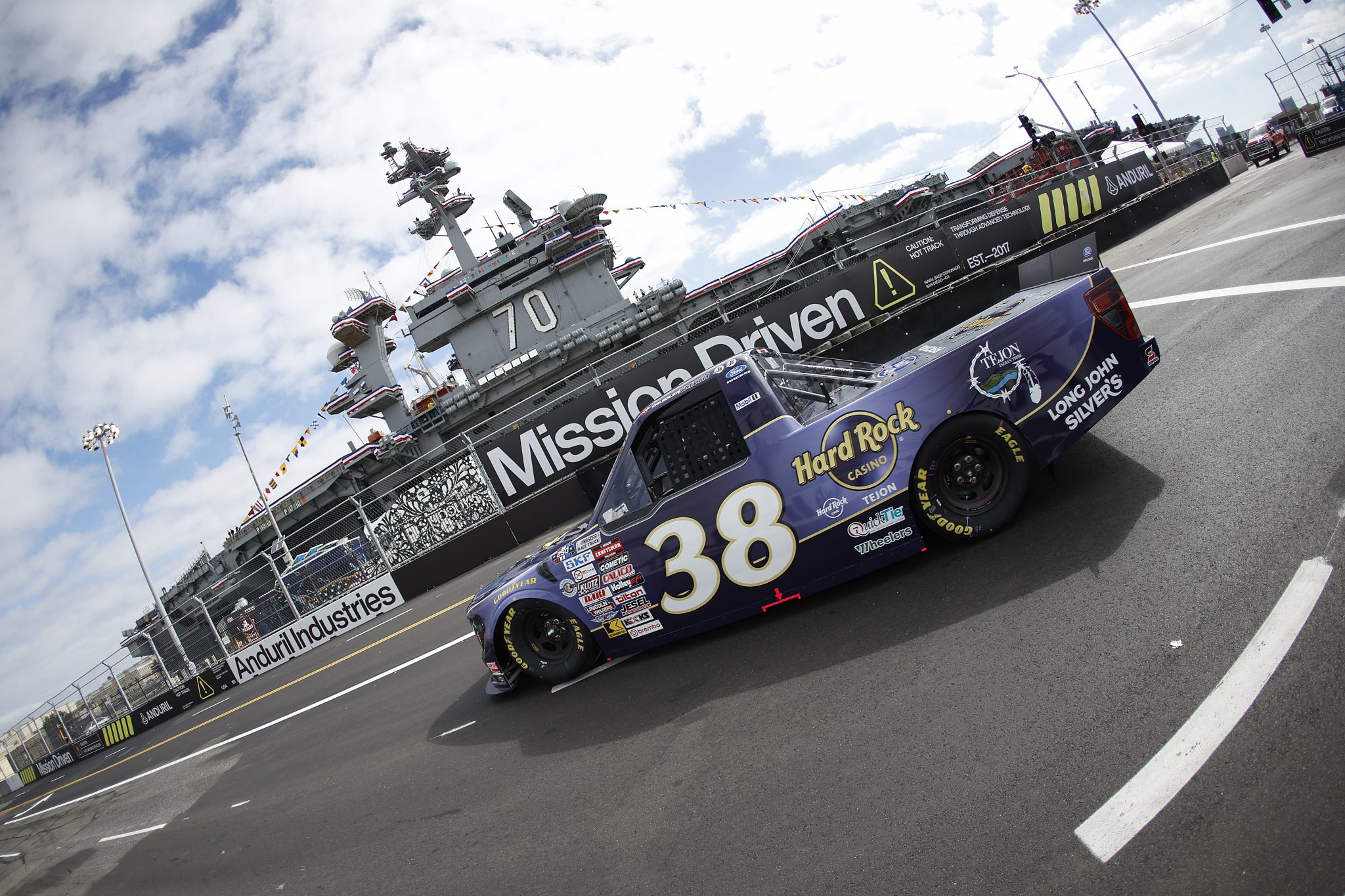 SAN DIEGO, CALIFORNIA - JUNE 19: Chandler Smith, driver of the #38 Hard Rock Casino Tejon/Hard Rock Cafe Ford, drives during practice for the NASCAR Craftsman Truck Series Navy 250 at Naval Base Coronado on June 19, 2026 in San Diego, California. (Photo by Sean Gardner/Getty Images) | Getty Images