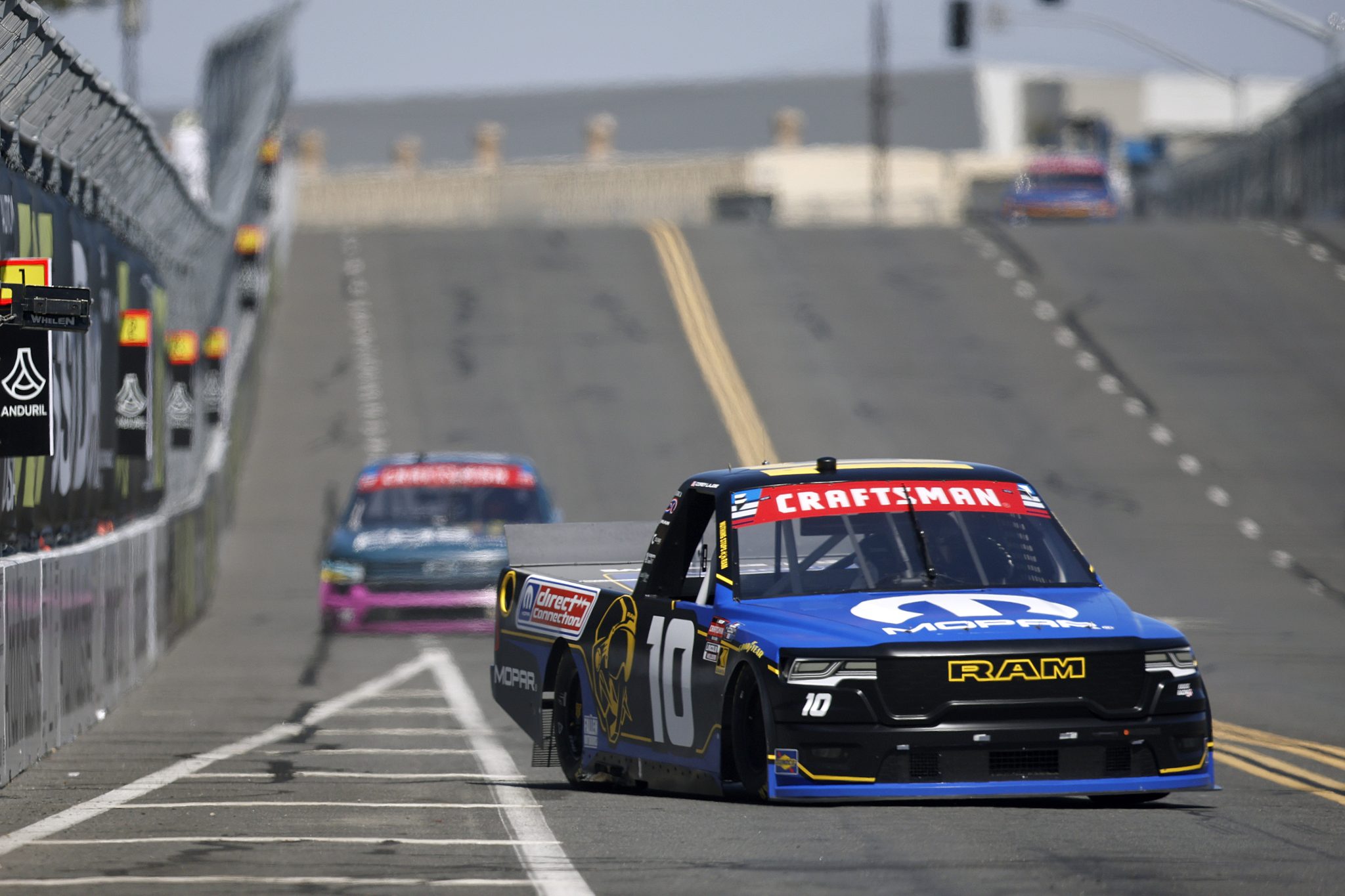 SAN DIEGO, CALIFORNIA - JUNE 19: Corey LaJoie, driver of the #10 Mopar RAM, drives during practice for the NASCAR Craftsman Truck Series Navy 250 at Naval Base Coronado on June 19, 2026 in San Diego, California. (Photo by Sean Gardner/Getty Images) | Getty Images