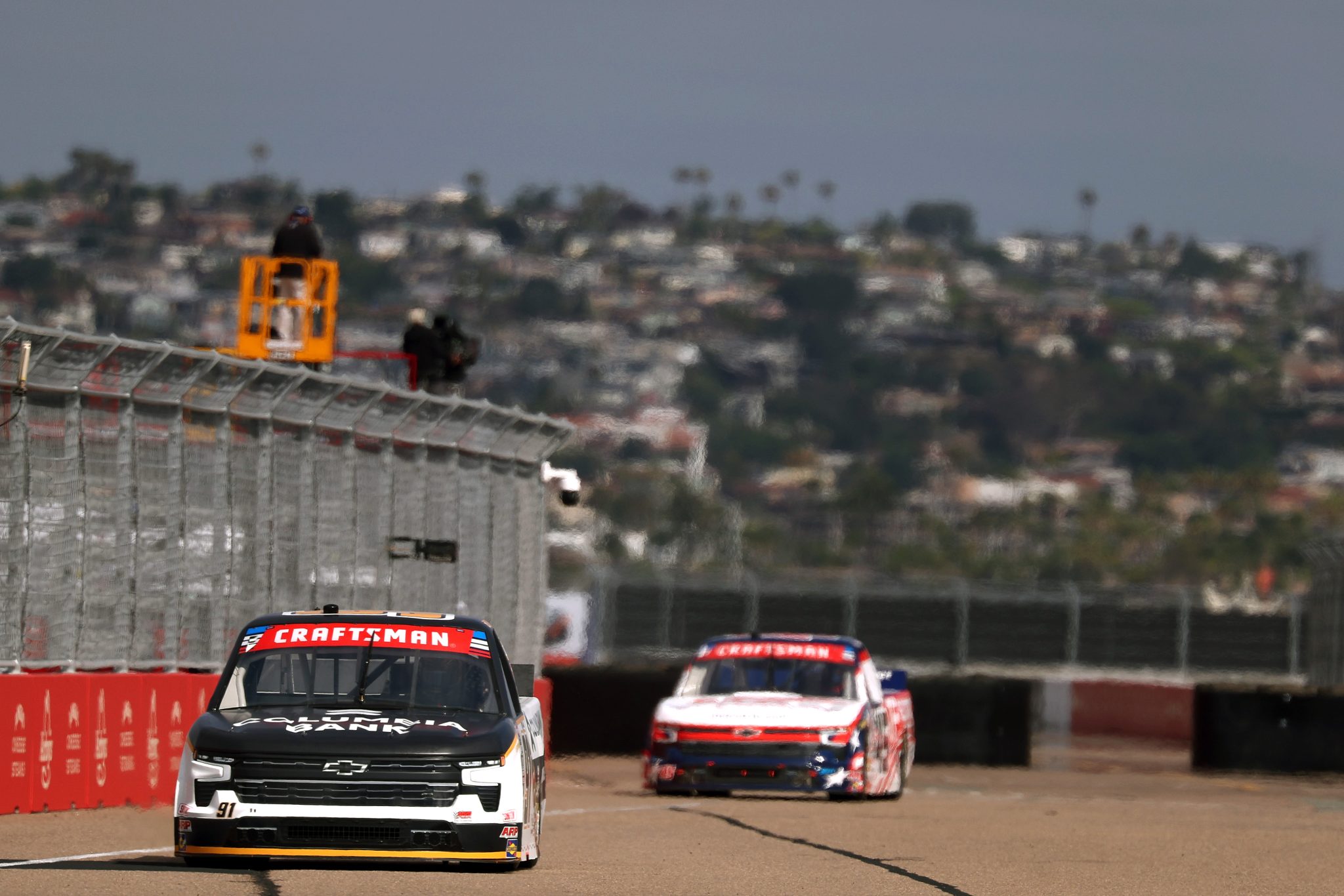 SAN DIEGO, CALIFORNIA - JUNE 19: Christian Eckes, driver of the #91 Columbia Bank Chevrolet, drives during practice for the NASCAR Craftsman Truck Series Navy 250 at Naval Base Coronado on June 19, 2026 in San Diego, California. (Photo by David Jensen/Getty Images) | Getty Images