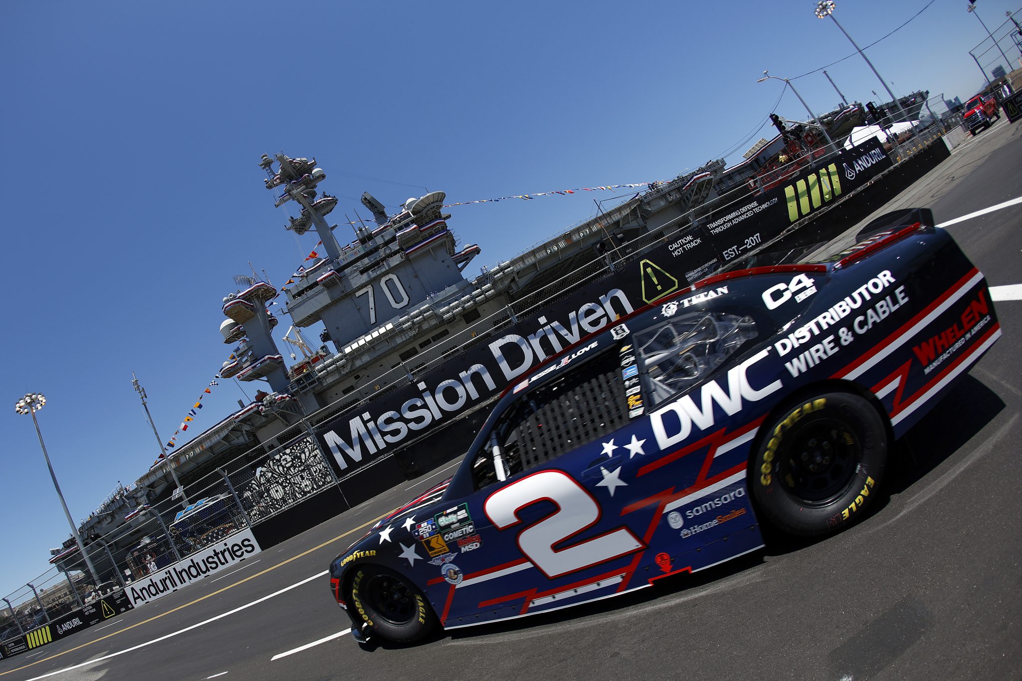 SAN DIEGO, CALIFORNIA - JUNE 19: Jesse Love, driver of the #2 Distributor Wire & Cable Chevrolet, drives during practice for the NASCAR O'Reilly Auto Parts Series United Rentals Driven to Serve 250 at Naval Base Coronado on June 19, 2026 in San Diego, California. (Photo by Sean Gardner/Getty Images) | Getty Images
