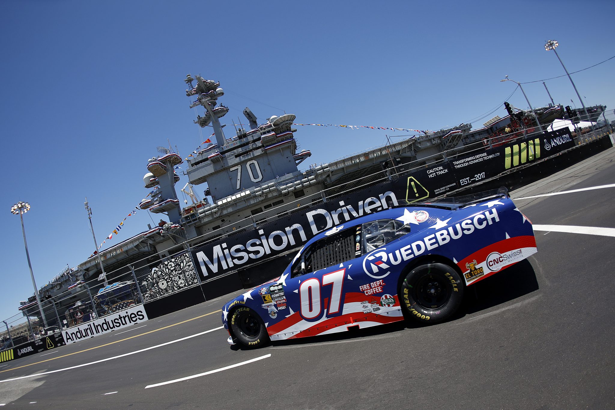 SAN DIEGO, CALIFORNIA - JUNE 19: Josh Bilicki, driver of the #07 Fire Dept Coffee/Ruedebusch Chevrolet, drives during practice for the NASCAR O'Reilly Auto Parts Series United Rentals Driven to Serve 250 at Naval Base Coronado on June 19, 2026 in San Diego, California. (Photo by Sean Gardner/Getty Images) | Getty Images