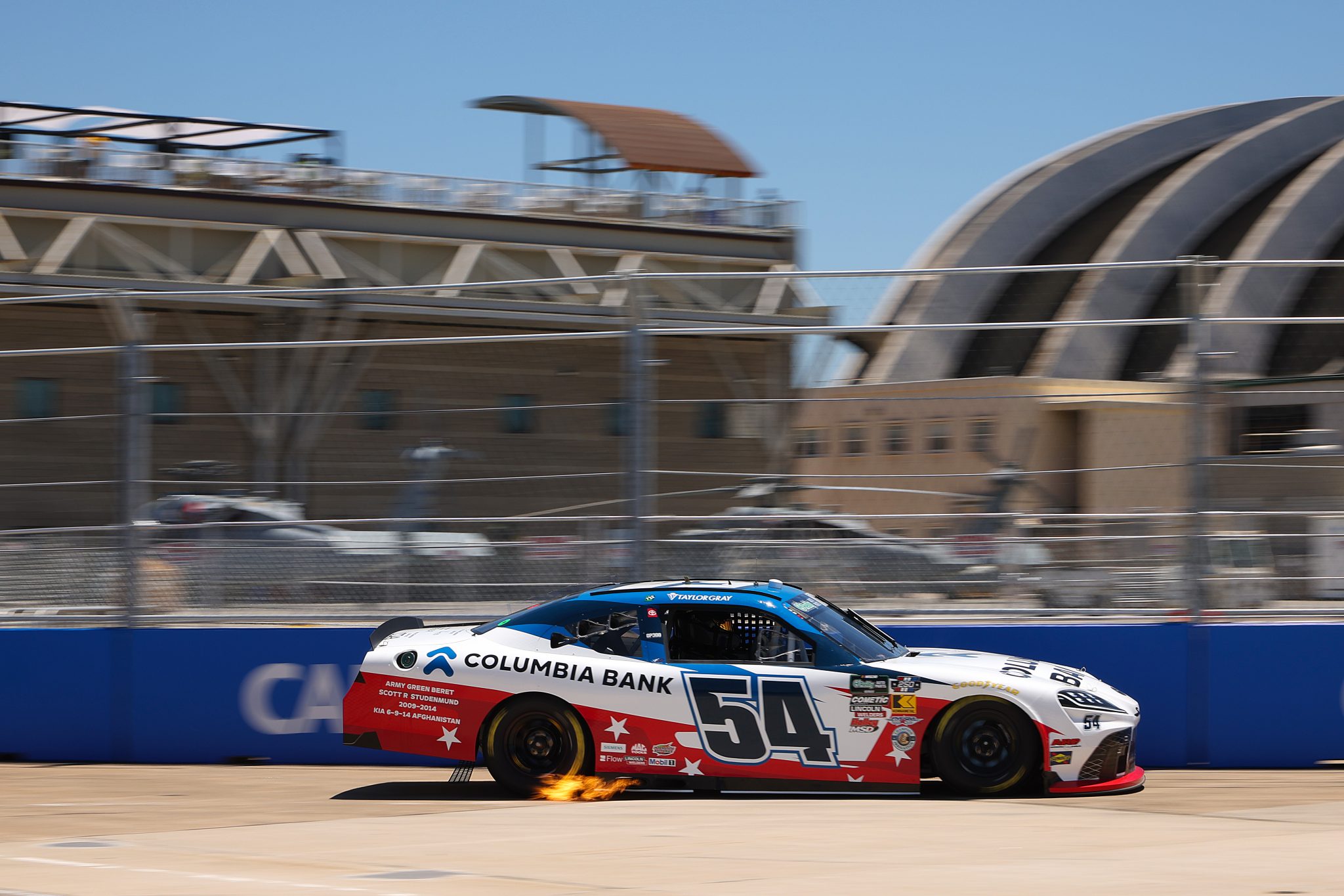SAN DIEGO, CALIFORNIA - JUNE 19: Taylor Gray, driver of the #54 Columbia Bank Toyota, drives during practice for the NASCAR O'Reilly Auto Parts Series United Rentals Driven to Serve 250 at Naval Base Coronado on June 19, 2026 in San Diego, California. (Photo by James Gilbert/Getty Images) | Getty Images