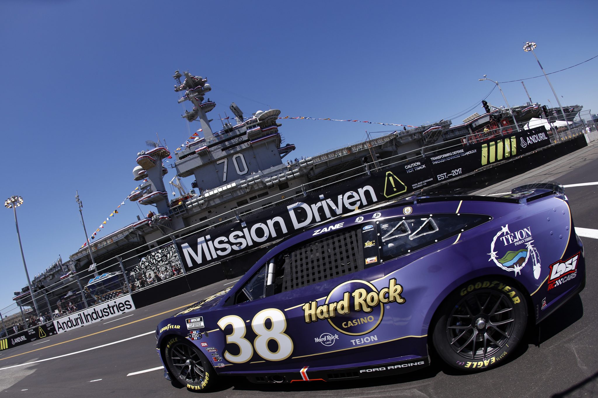 SAN DIEGO, CALIFORNIA - JUNE 19: Zane Smith, driver of the #38 HrdRckCasinoTejon/HardRockCafe Ford, drives during practice for the NASCAR Cup Series Anduril 250 at Naval Base Coronado on June 19, 2026 in San Diego, California. (Photo by Sean Gardner/Getty Images) | Getty Images