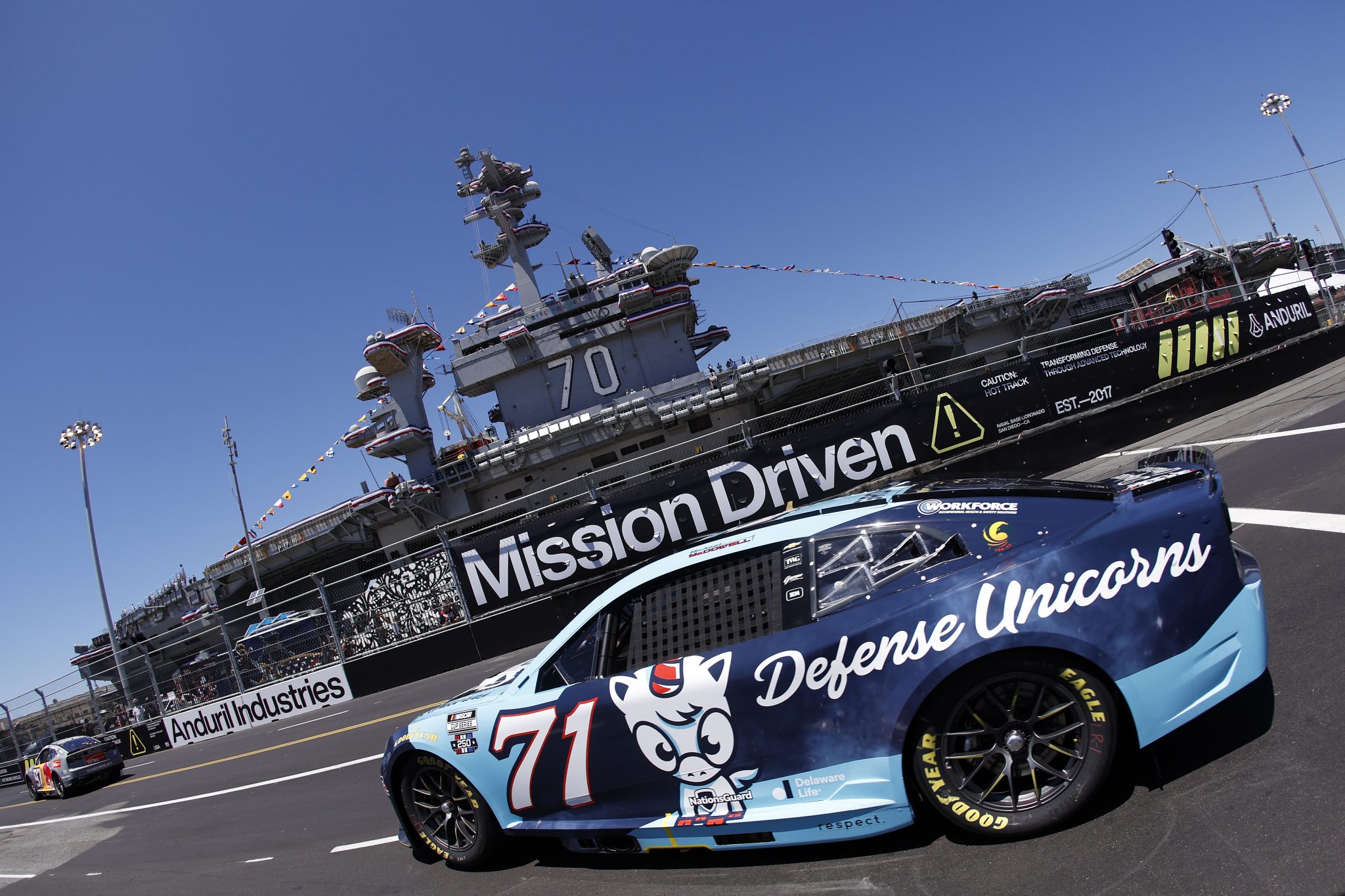 SAN DIEGO, CALIFORNIA - JUNE 19: Michael McDowell, driver of the #71 Defense Unicorns Chevrolet, drives during practice for the NASCAR Cup Series Anduril 250 at Naval Base Coronado on June 19, 2026 in San Diego, California. (Photo by Sean Gardner/Getty Images) | Getty Images