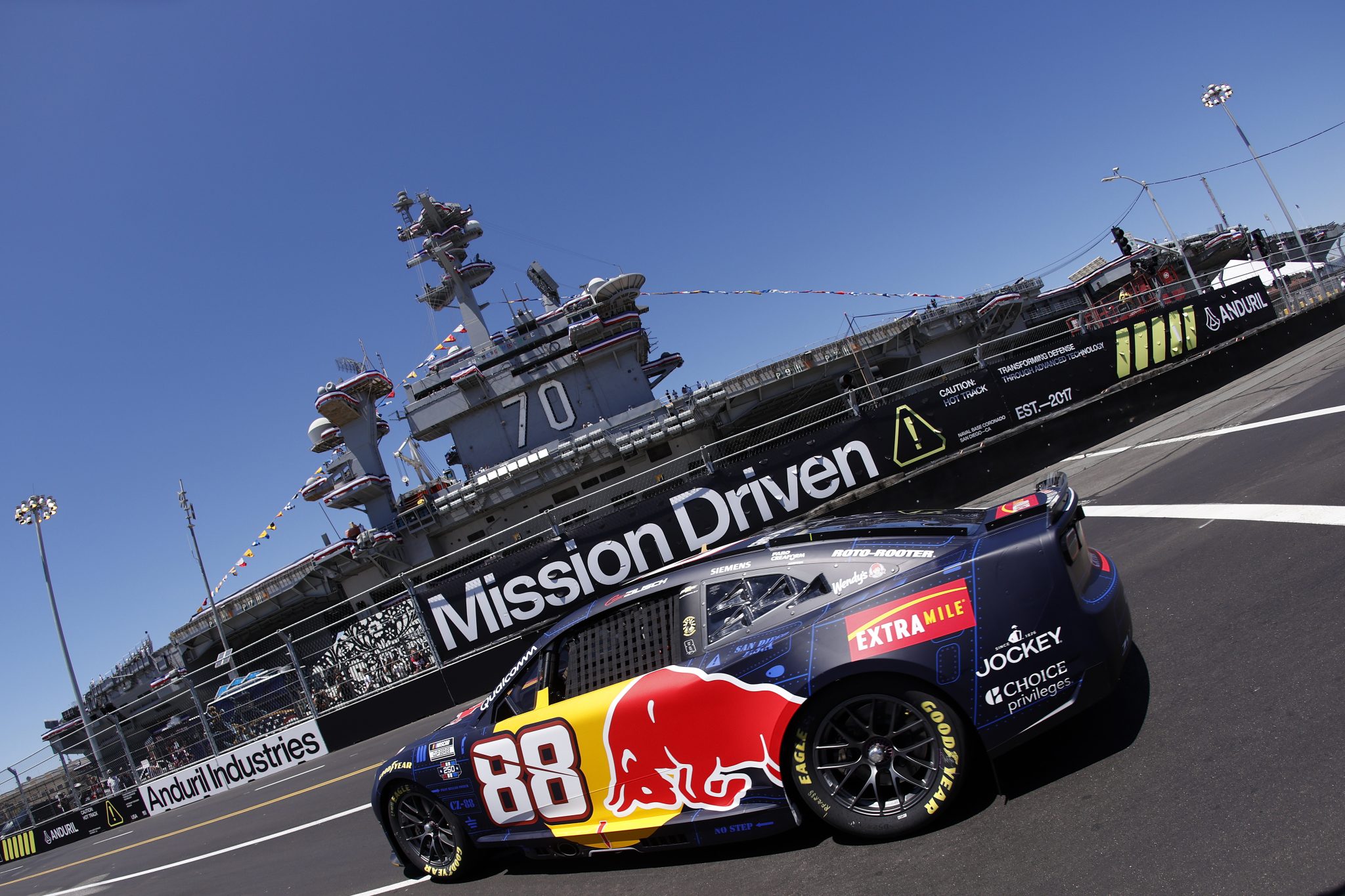 SAN DIEGO, CALIFORNIA - JUNE 19: Connor Zilisch, driver of the #88 Red Bull Chevrolet, drives during practice for the NASCAR Cup Series Anduril 250 at Naval Base Coronado on June 19, 2026 in San Diego, California. (Photo by Sean Gardner/Getty Images) | Getty Images