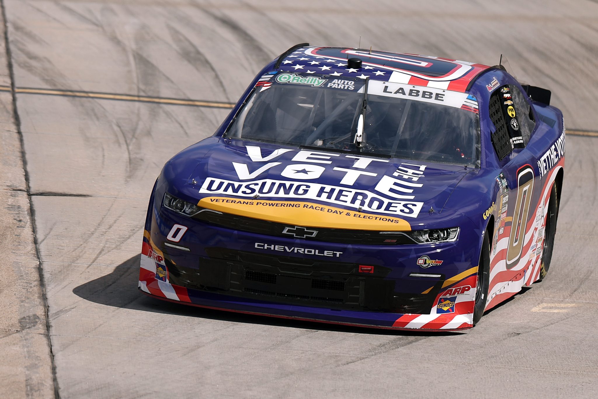 SAN DIEGO, CALIFORNIA - JUNE 20: Alex Labbe, driver of the #0 Vet The Vote Chevrolet, drives during qualifying for the NASCAR O'Reilly Auto Parts Series United Rentals Driven to Serve 250 at Naval Base Coronado on June 20, 2026 in San Diego, California. (Photo by David Jensen/Getty Images) | Getty Images