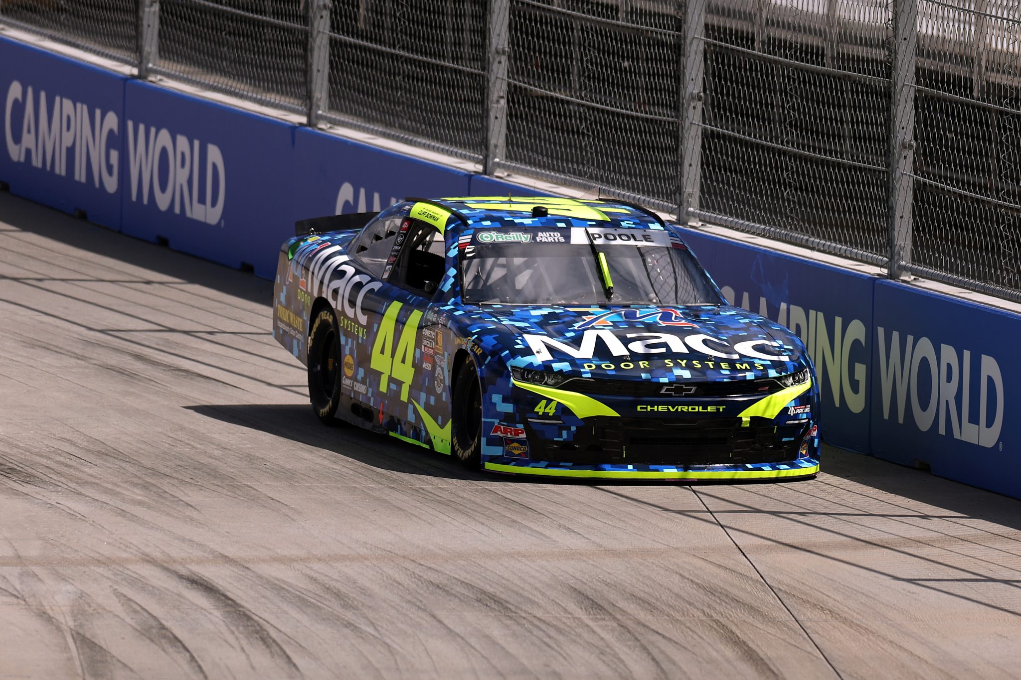 SAN DIEGO, CALIFORNIA - JUNE 20: Brennan Poole, driver of the #44 Macc Door Systems Chevrolet, drives during qualifying for the NASCAR O'Reilly Auto Parts Series United Rentals Driven to Serve 250 at Naval Base Coronado on June 20, 2026 in San Diego, California. (Photo by David Jensen/Getty Images) | Getty Images