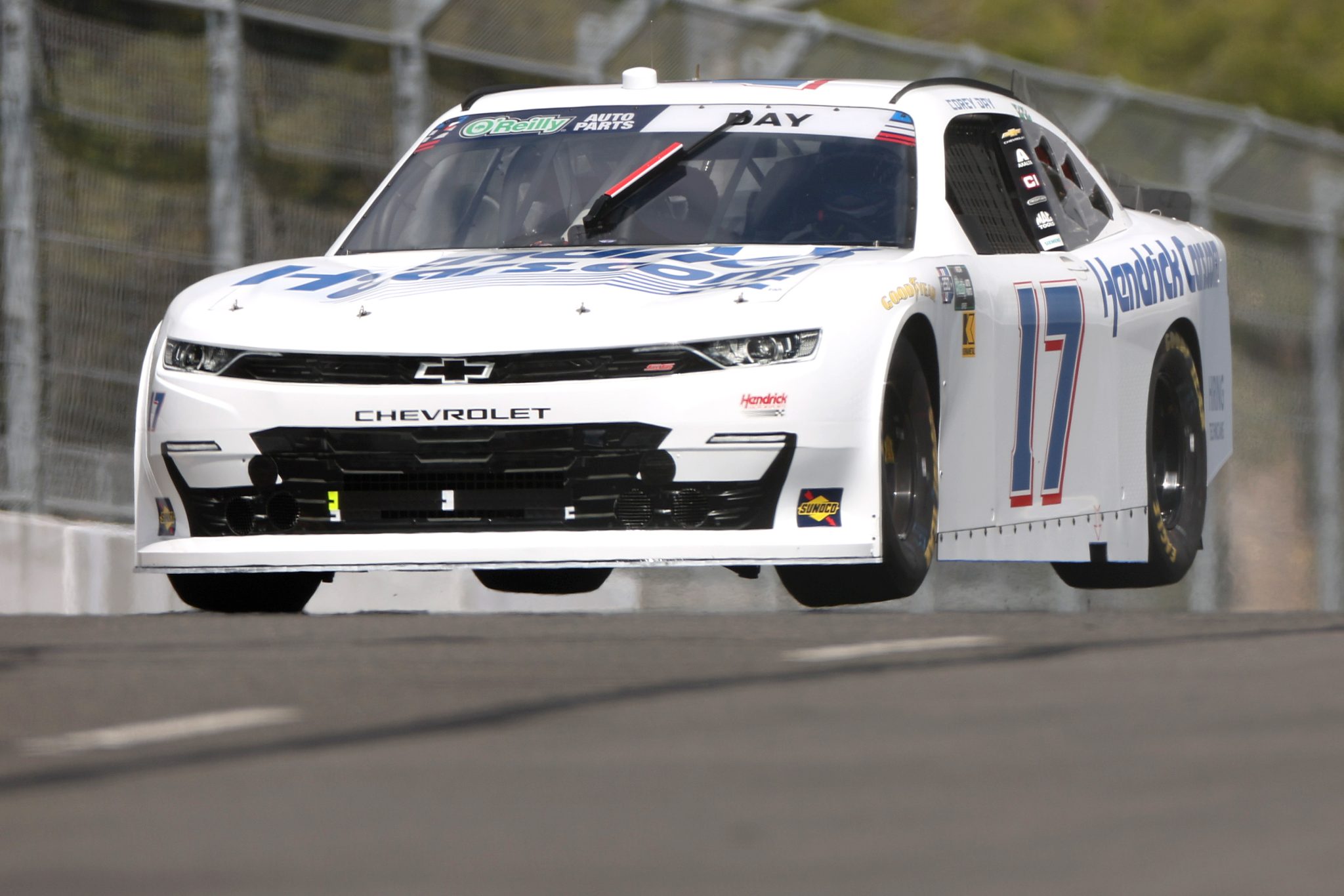 SAN DIEGO, CALIFORNIA - JUNE 20: Corey Day, driver of the #17 HendrickCars.com Chevrolet, drives during qualifying for the NASCAR O'Reilly Auto Parts Series United Rentals Driven to Serve 250 at Naval Base Coronado on June 20, 2026 in San Diego, California. (Photo by James Gilbert/Getty Images) | Getty Images
