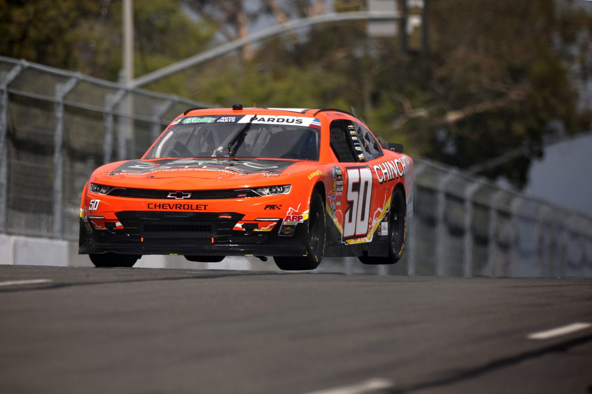 SAN DIEGO, CALIFORNIA - JUNE 20: Preston Pardus, driver of the #50 Chinchor Electric Inc Chevrolet, drives during qualifying for the NASCAR O'Reilly Auto Parts Series United Rentals Driven to Serve 250 at Naval Base Coronado on June 20, 2026 in San Diego, California. (Photo by James Gilbert/Getty Images) | Getty Images