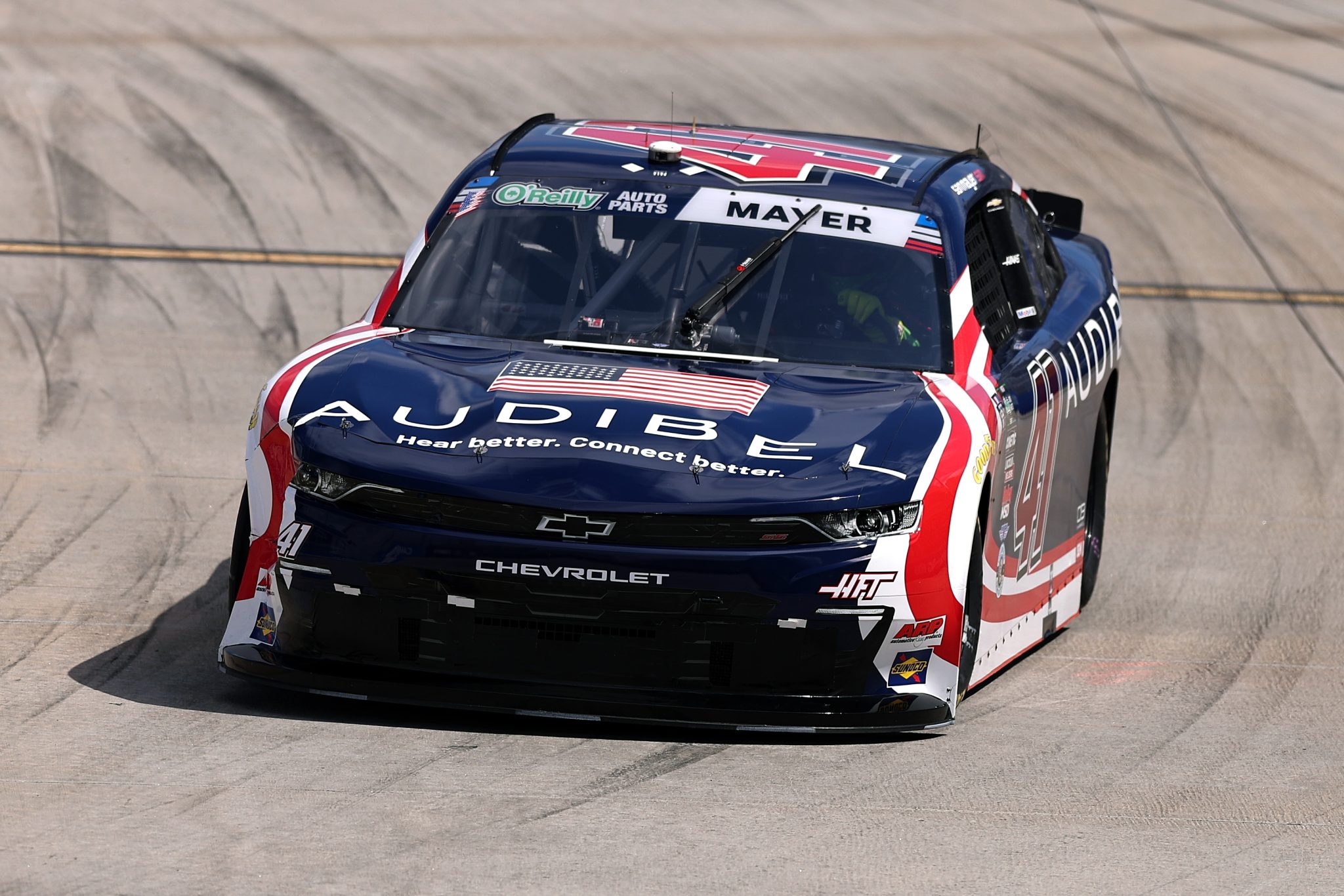 SAN DIEGO, CALIFORNIA - JUNE 20: Sam Mayer, driver of the #41 Audibel Hear Better Connect Better Chevrolet, drives during qualifying for the NASCAR O'Reilly Auto Parts Series United Rentals Driven to Serve 250 at Naval Base Coronado on June 20, 2026 in San Diego, California. (Photo by David Jensen/Getty Images) | Getty Images