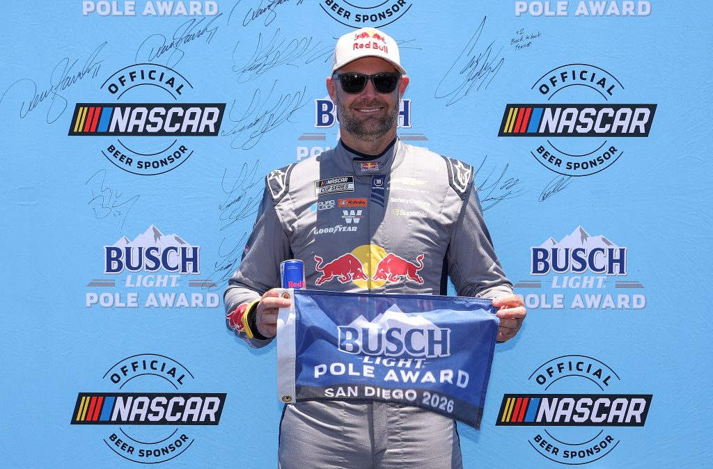 SAN DIEGO, CALIFORNIA - JUNE 20: Shane Van Gisbergen, driver of the #97 Red Bull Chevrolet, poses for photos after winning the pole award during qualifying for the NASCAR Cup Series Anduril 250 at Naval Base Coronado on June 20, 2026 in San Diego, California. (Photo by James Gilbert/Getty Images) | Getty Images