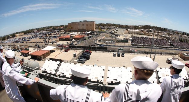 SAN DIEGO, CALIFORNIA - JUNE 21: U.S. Navy service members look on during the NASCAR Cup Series Anduril 250 at Naval Base Coronado on June 21, 2026 in San Diego, California. (Photo by Chris Graythen/Getty Images) | Getty Images