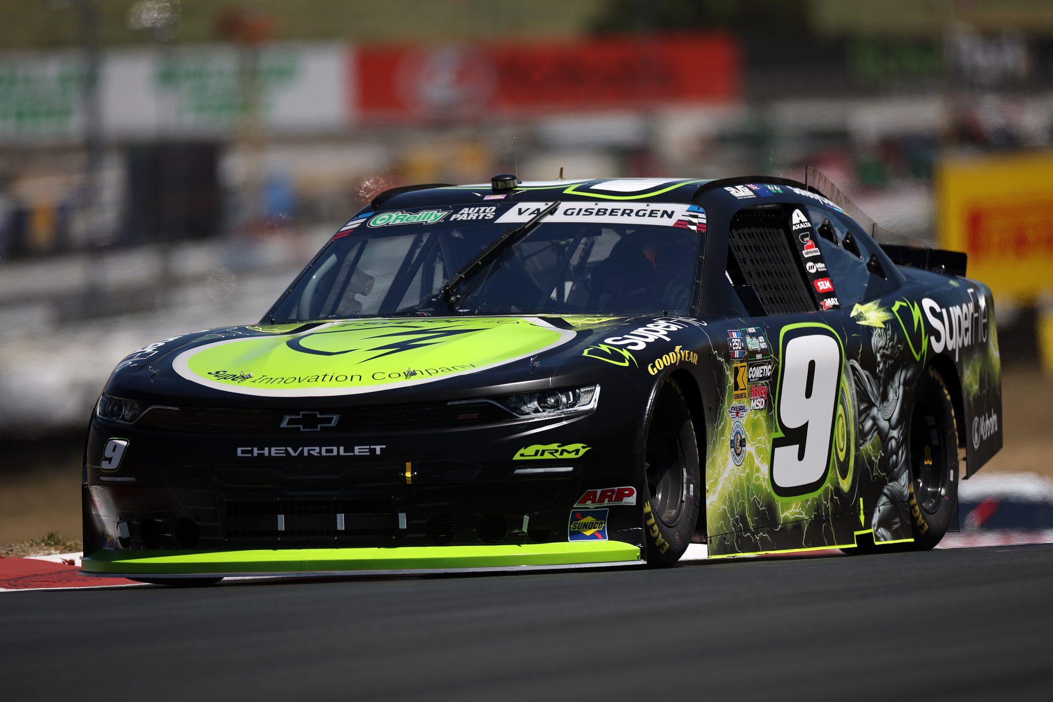 SONOMA, CALIFORNIA - JUNE 26: Shane Van Gisbergen, driver of the #9 SuperFile Chevrolet, drives during practice for the NASCAR O'Reilly Auto Parts Series Pit Boss/FoodMaxx 250 at Sonoma Raceway on June 26, 2026 in Sonoma, California. (Photo by James Gilbert/Getty Images) | Getty Images