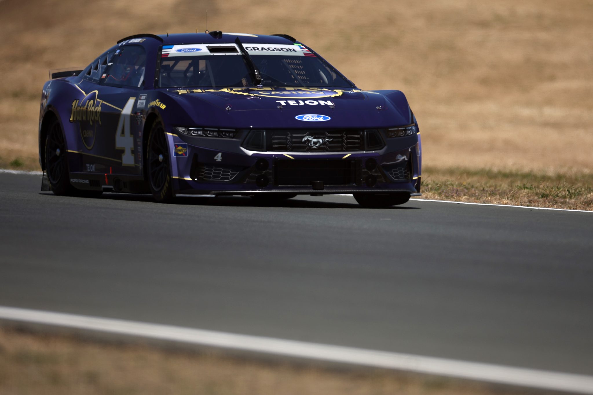 SONOMA, CALIFORNIA - JUNE 27: Noah Gragson, driver of the #4 Hard Rock Casino Tejon Ford, drives during qualifying for the NASCAR Cup Series Toyota/Save Mart 350 at Sonoma Raceway on June 27, 2026 in Sonoma, California. (Photo by James Gilbert/Getty Images) | Getty Images