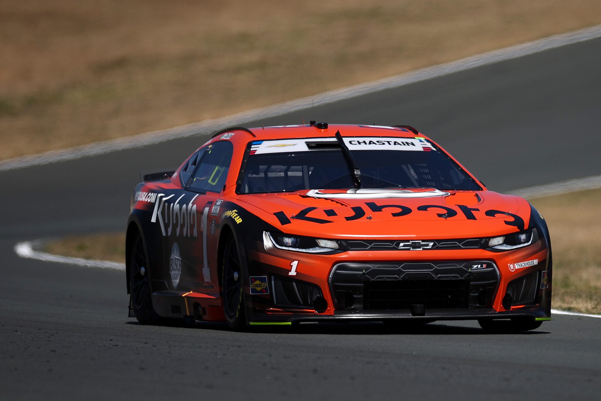 SONOMA, CALIFORNIA - JUNE 27: Ross Chastain, driver of the #1 Kubota Chevrolet, drives during practice for the NASCAR Cup Series Toyota/Save Mart 350 at Sonoma Raceway on June 27, 2026 in Sonoma, California. (Photo by James Gilbert/Getty Images) | Getty Images
