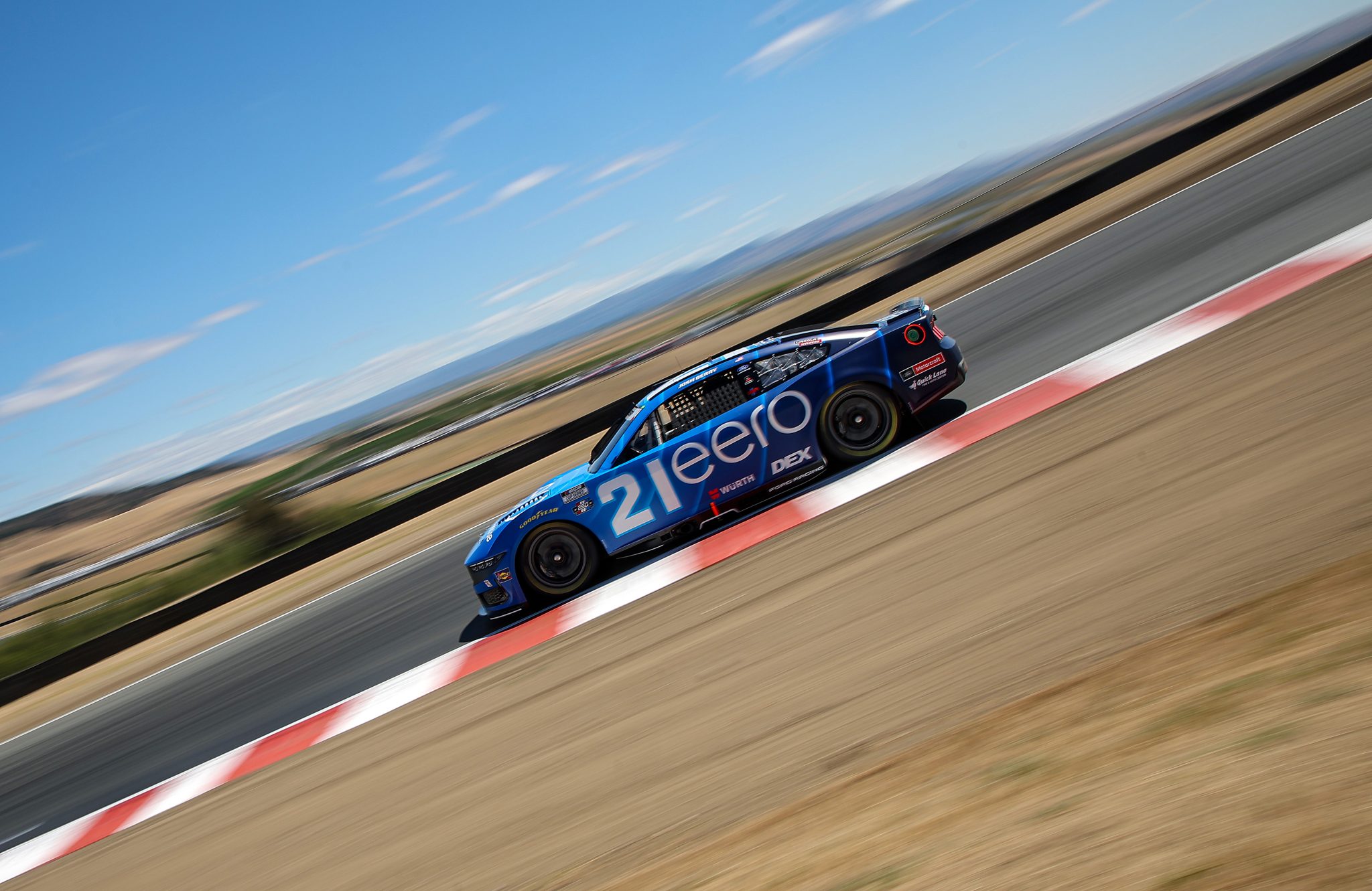 SONOMA, CALIFORNIA - JUNE 27: Josh Berry, driver of the #21 eero Ford, drives during practice for the NASCAR Cup Series Toyota/Save Mart 350 at Sonoma Raceway on June 27, 2026 in Sonoma, California. (Photo by Jonathan Bachman/Getty Images) | Getty Images