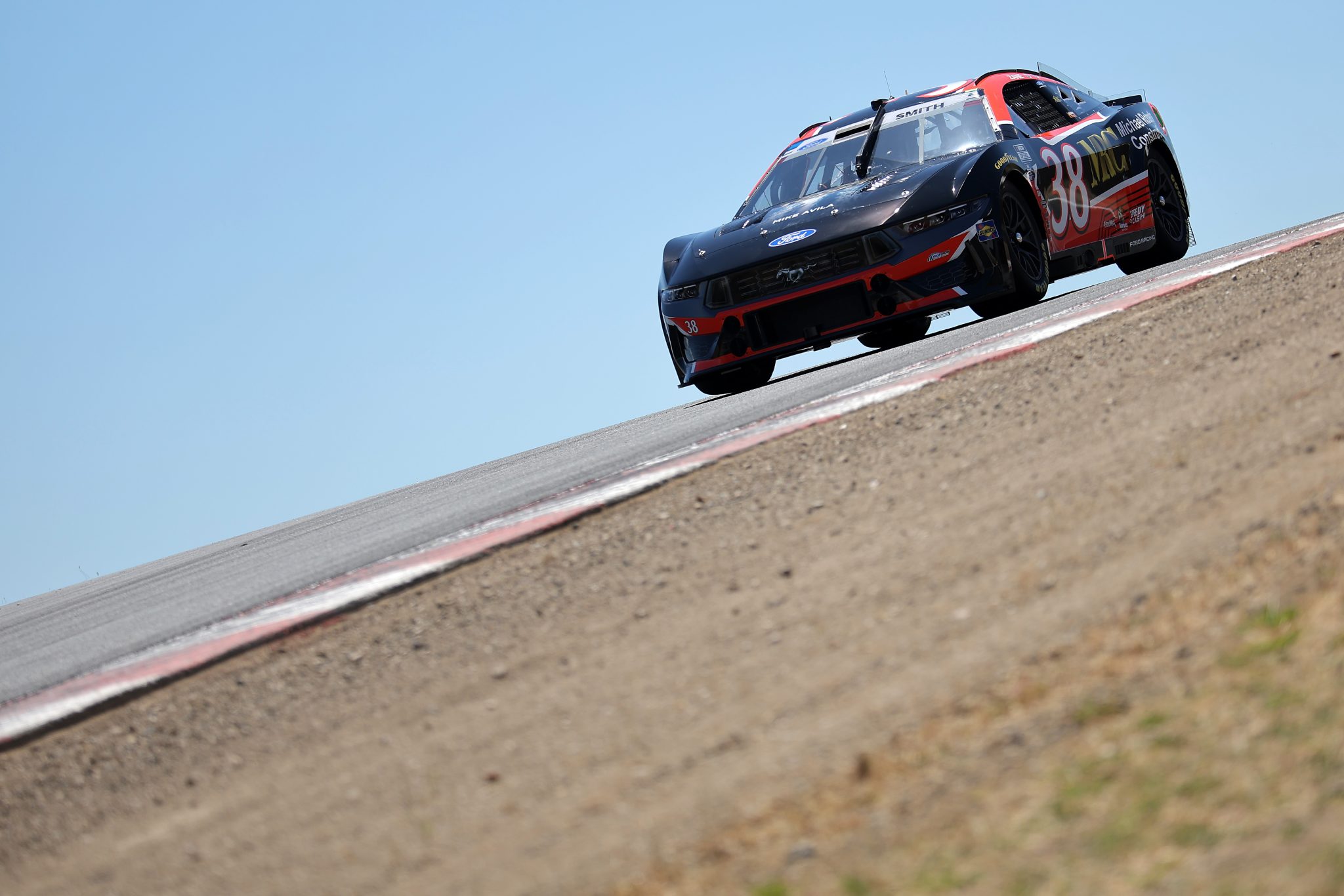 SONOMA, CALIFORNIA - JUNE 27: Zane Smith, driver of the #38 Not Today by Mike Avila Ford, drives during practice for the NASCAR Cup Series Toyota/Save Mart 350 at Sonoma Raceway on June 27, 2026 in Sonoma, California. (Photo by Jonathan Bachman/Getty Images) | Getty Images