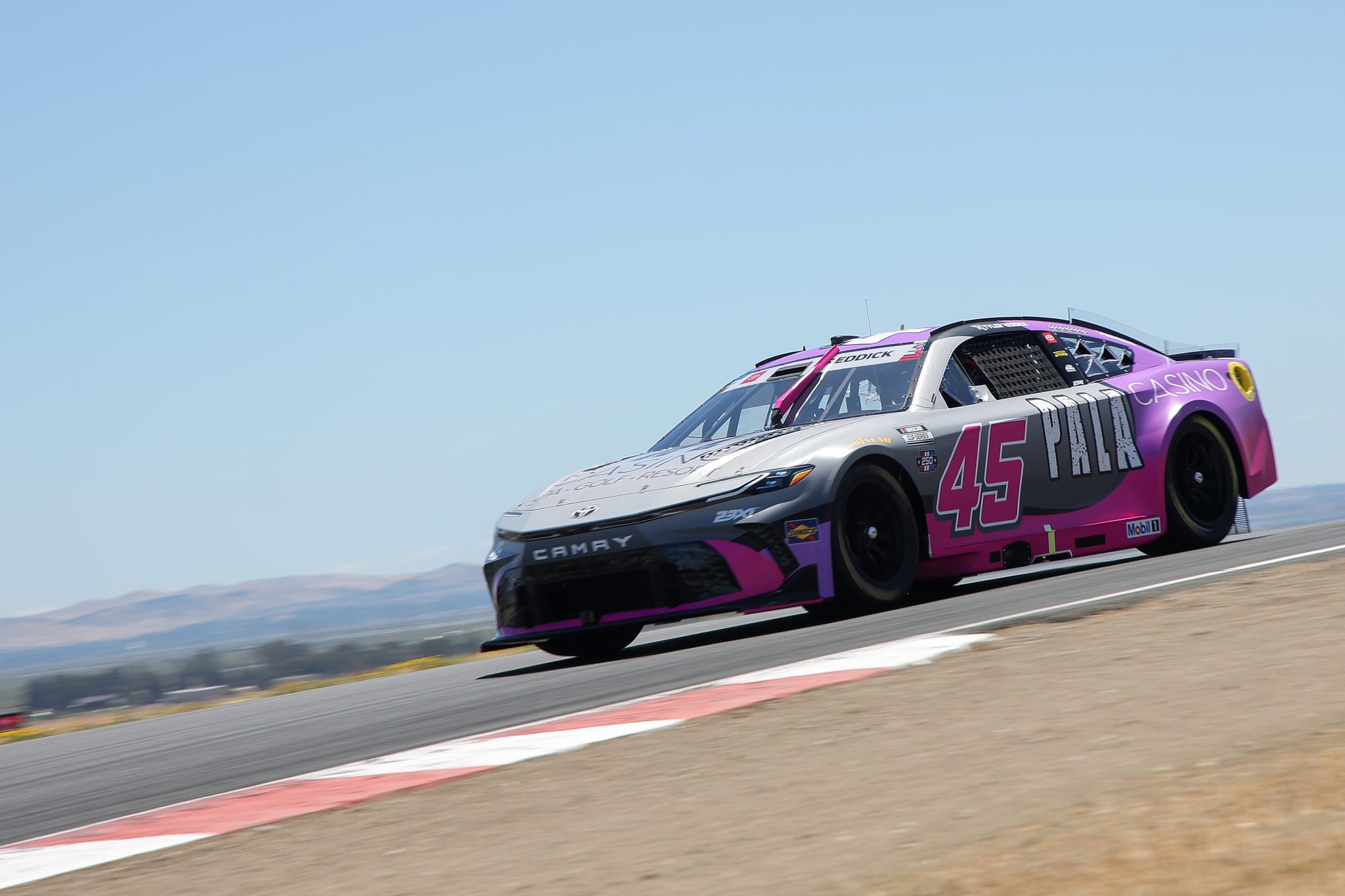 SONOMA, CALIFORNIA - JUNE 27: Tyler Reddick, driver of the #45 Pala Casino Toyota, drives during practice for the NASCAR Cup Series Toyota/Save Mart 350 at Sonoma Raceway on June 27, 2026 in Sonoma, California. (Photo by Jonathan Bachman/Getty Images) | Getty Images