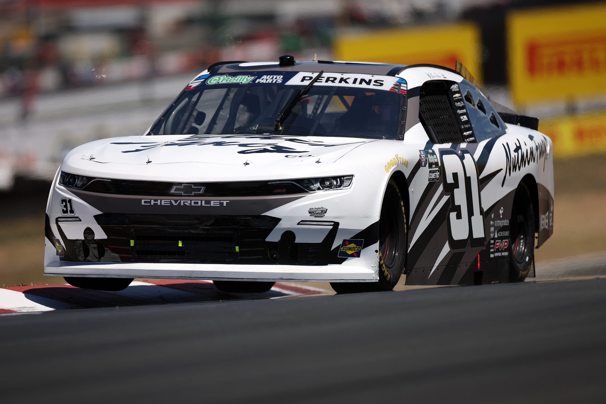 SONOMA, CALIFORNIA - JUNE 26: Blaine Perkins, driver of the #31 Nuthin Fancy Co. Chevrolet, drives during practice for the NASCAR O'Reilly Auto Parts Series Pit Boss/FoodMaxx 250 at Sonoma Raceway on June 26, 2026 in Sonoma, California. (Photo by James Gilbert/Getty Images) | Getty Images