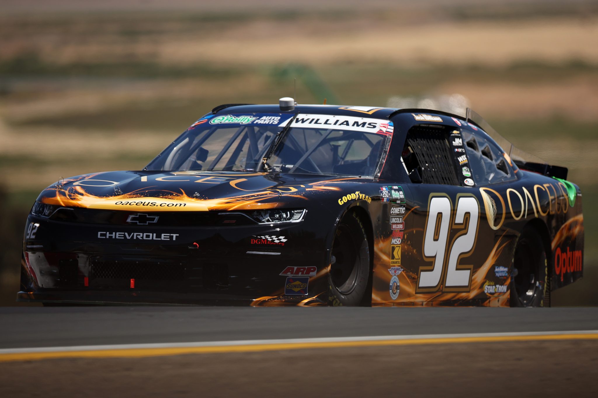 SONOMA, CALIFORNIA - JUNE 26: Josh Williams, driver of the #92 OACEUS Chevrolet, drives during practice for the NASCAR O'Reilly Auto Parts Series Pit Boss/FoodMaxx 250 at Sonoma Raceway on June 26, 2026 in Sonoma, California. (Photo by James Gilbert/Getty Images) | Getty Images