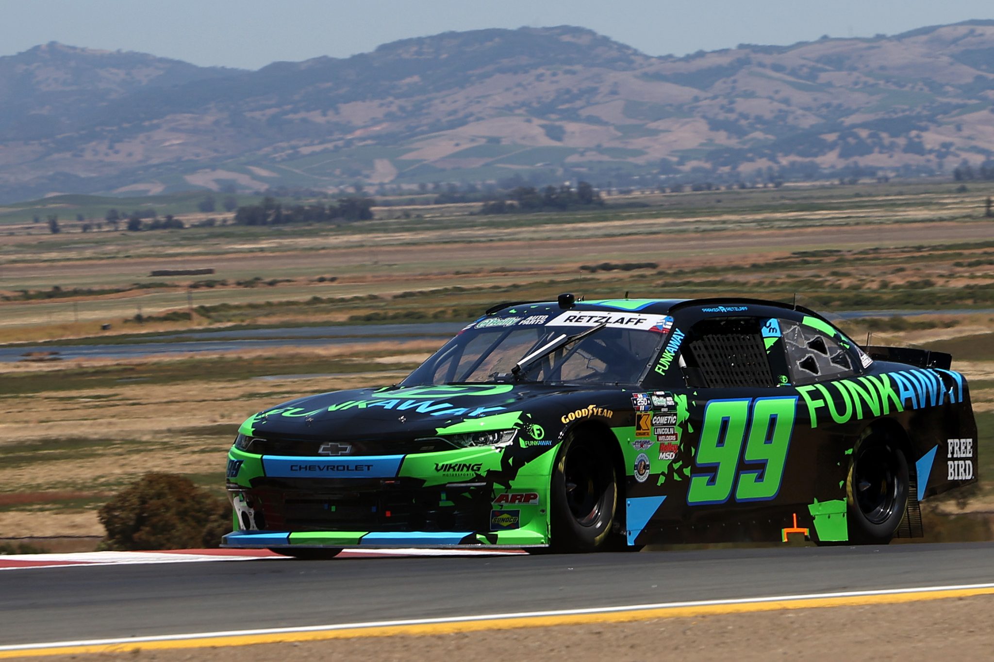 SONOMA, CALIFORNIA - JUNE 26: Parker Retzlaff, driver of the #99 FUNKAWAY Chevrolet, drives during practice for the NASCAR O'Reilly Auto Parts Series Pit Boss/FoodMaxx 250 at Sonoma Raceway on June 26, 2026 in Sonoma, California. (Photo by James Gilbert/Getty Images) | Getty Images
