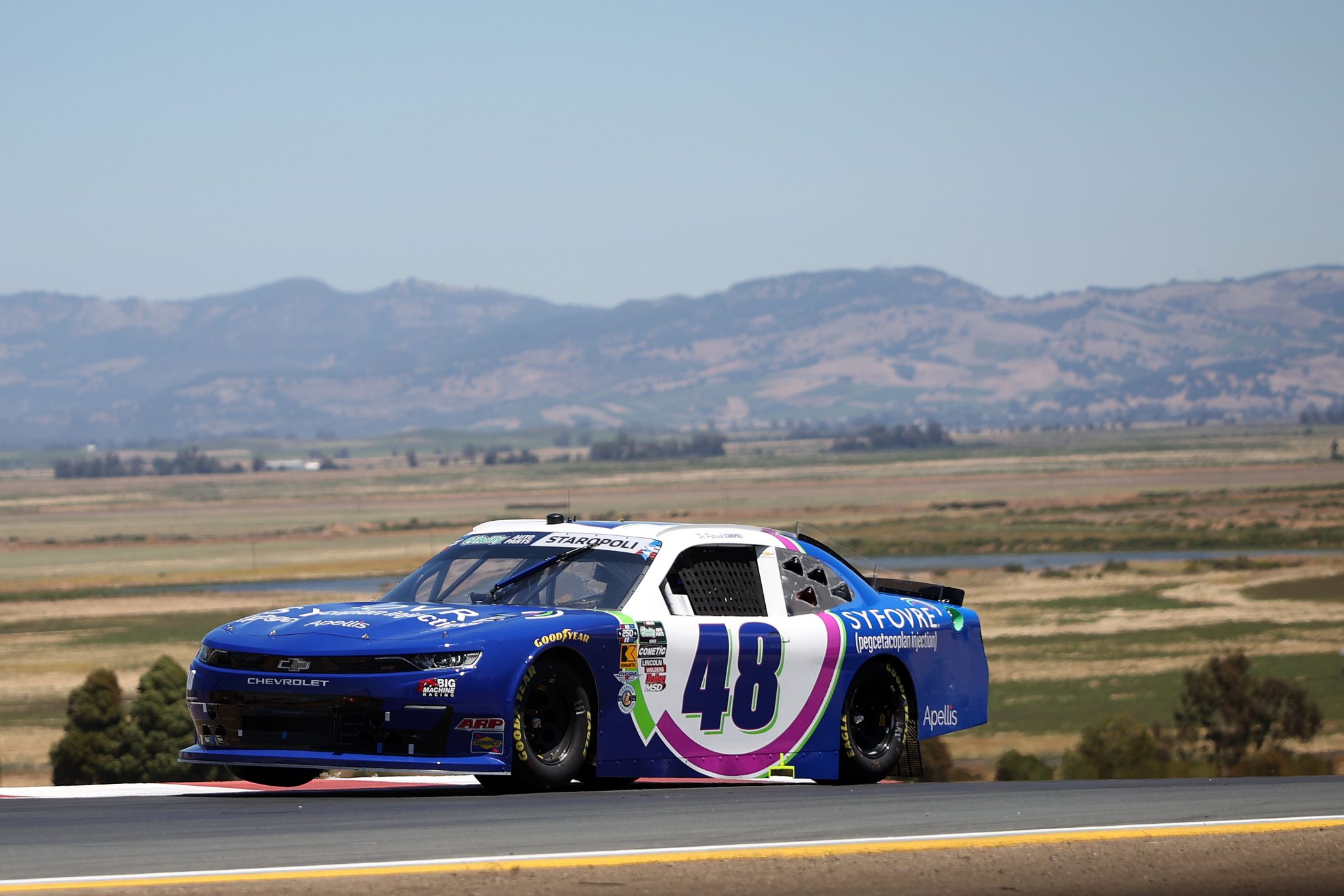 SONOMA, CALIFORNIA - JUNE 26: Patrick Staropoli, driver of the #48 Syfovre Chevrolet, drives during practice for the NASCAR O'Reilly Auto Parts Series Pit Boss/FoodMaxx 250 at Sonoma Raceway on June 26, 2026 in Sonoma, California. (Photo by James Gilbert/Getty Images) | Getty Images