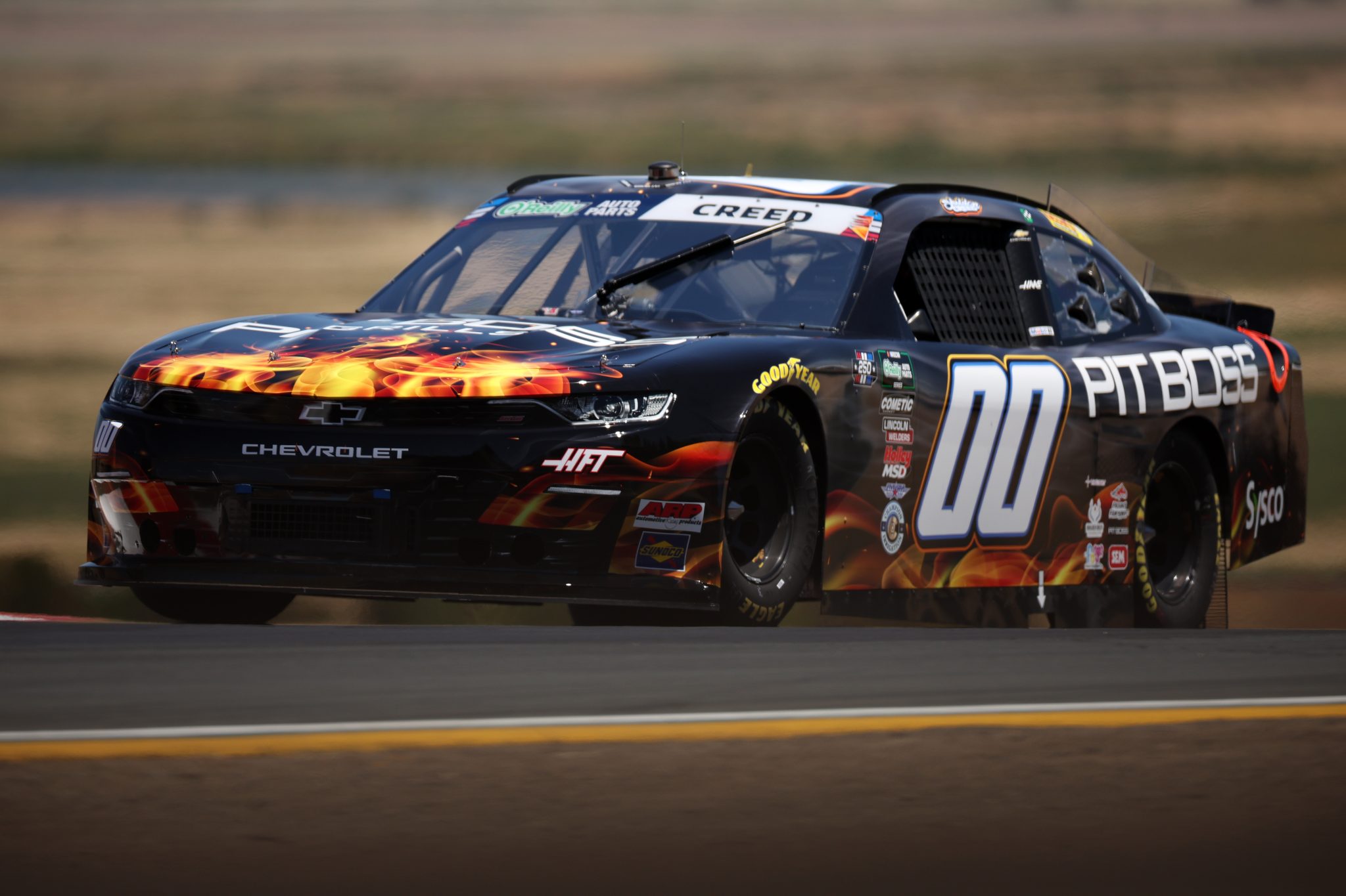 SONOMA, CALIFORNIA - JUNE 26: Sheldon Creed, driver of the #00 Pit Boss Chevrolet, drives during practice for the NASCAR O'Reilly Auto Parts Series Pit Boss/FoodMaxx 250 at Sonoma Raceway on June 26, 2026 in Sonoma, California. (Photo by James Gilbert/Getty Images) | Getty Images