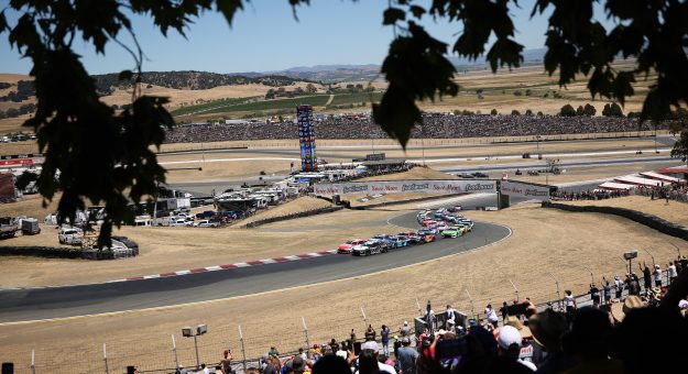 SONOMA, CALIFORNIA - JUNE 28: A general view of the start of the NASCAR Cup Series Toyota/Save Mart 350 at Sonoma Raceway on June 28, 2026 in Sonoma, California. (Photo by James Gilbert/Getty Images) | Getty Images