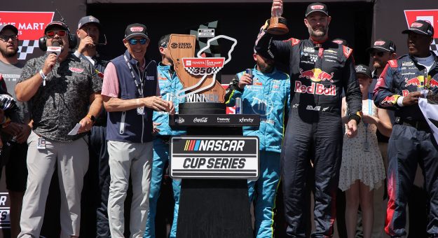 SONOMA, CALIFORNIA - JUNE 28: Shane Van Gisbergen, driver of the #97 Red Bull Chevrolet, celebrates in victory lane after winning the NASCAR Cup Series Toyota/Save Mart 350 at Sonoma Raceway on June 28, 2026 in Sonoma, California. (Photo by Jonathan Bachman/Getty Images) | Getty Images