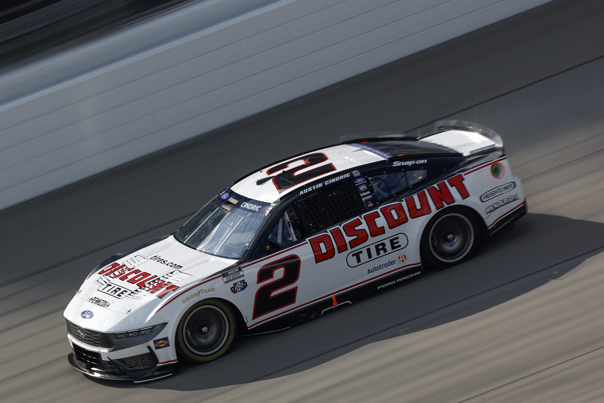 BROOKLYN, MICHIGAN - JUNE 06: Austin Cindric, driver of the #2 Discount Tire Ford, drives during practice for the NASCAR Cup Series FireKeepers Casino 400 at Michigan International Speedway on June 06, 2026 in Brooklyn, Michigan. (Photo by Sean Gardner/Getty Images) | Getty Images