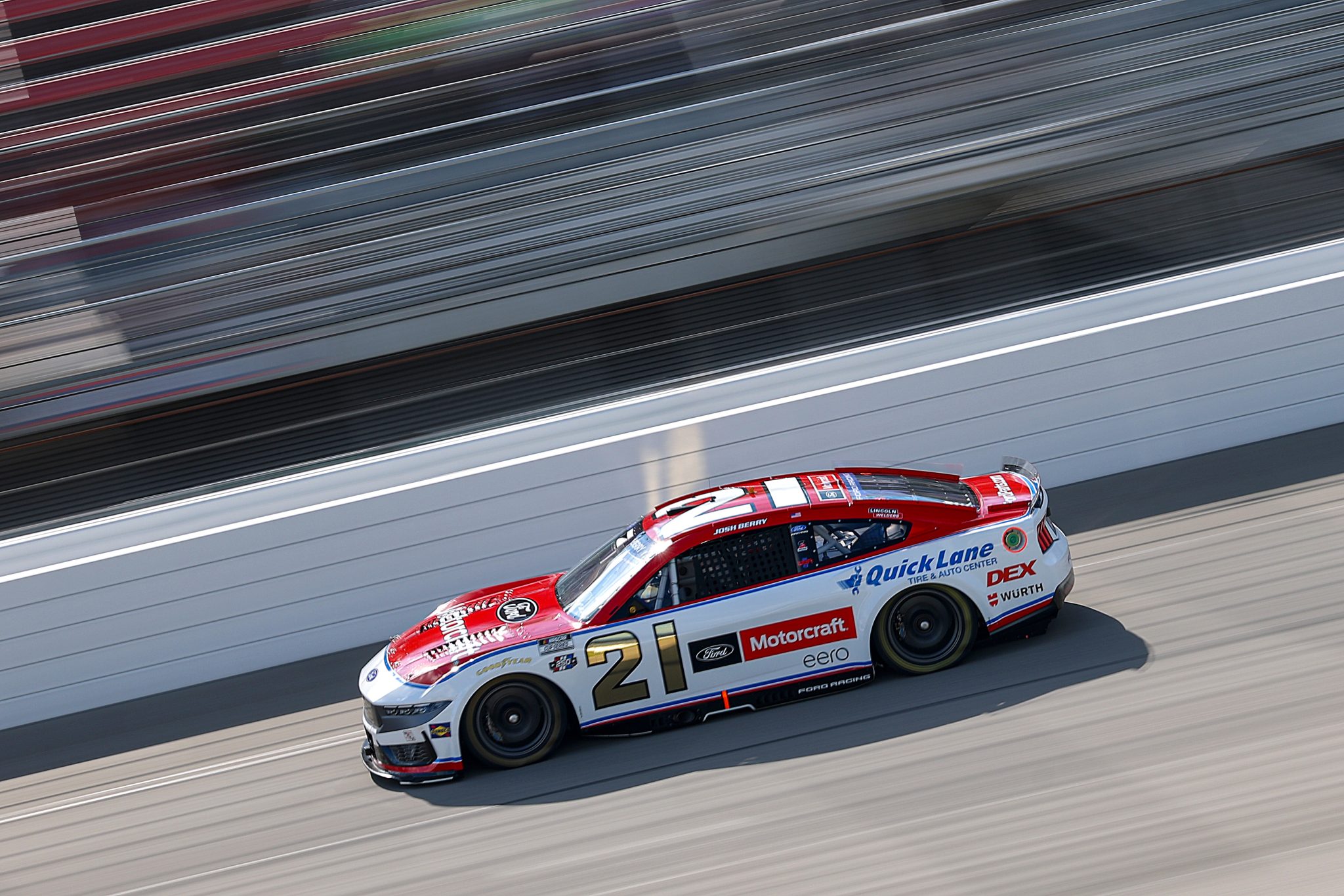 BROOKLYN, MICHIGAN - JUNE 06: Josh Berry, driver of the #21 Motorcraft/Quick Lane Ford, drives during practice for the NASCAR Cup Series FireKeepers Casino 400 at Michigan International Speedway on June 06, 2026 in Brooklyn, Michigan. (Photo by Brett Farmer/Getty Images) | Getty Images