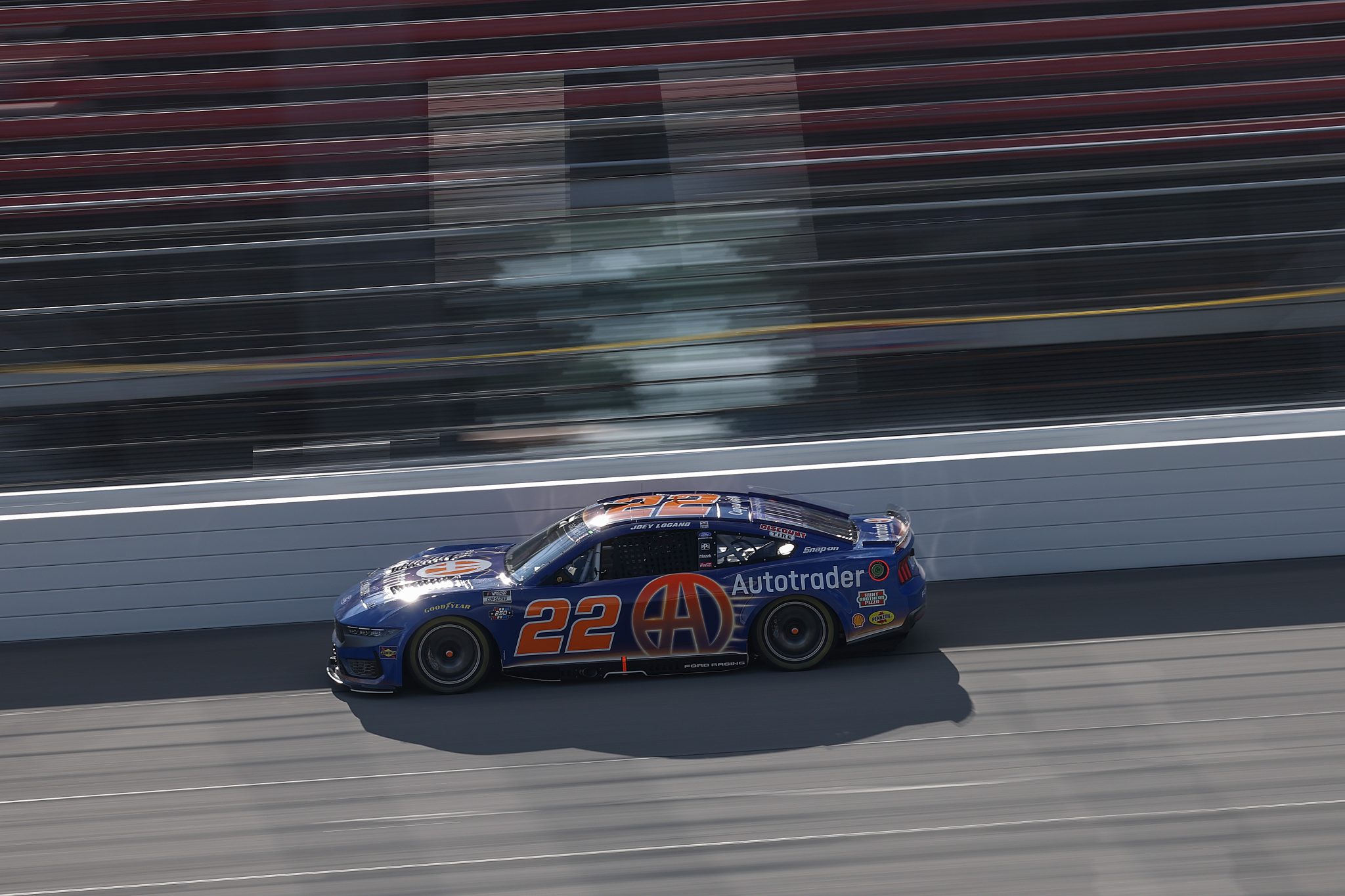 BROOKLYN, MICHIGAN - JUNE 06: Joey Logano, driver of the #22 Autotrader Ford, drives during practice for the NASCAR Cup Series FireKeepers Casino 400 at Michigan International Speedway on June 06, 2026 in Brooklyn, Michigan. (Photo by Brett Farmer/Getty Images) | Getty Images