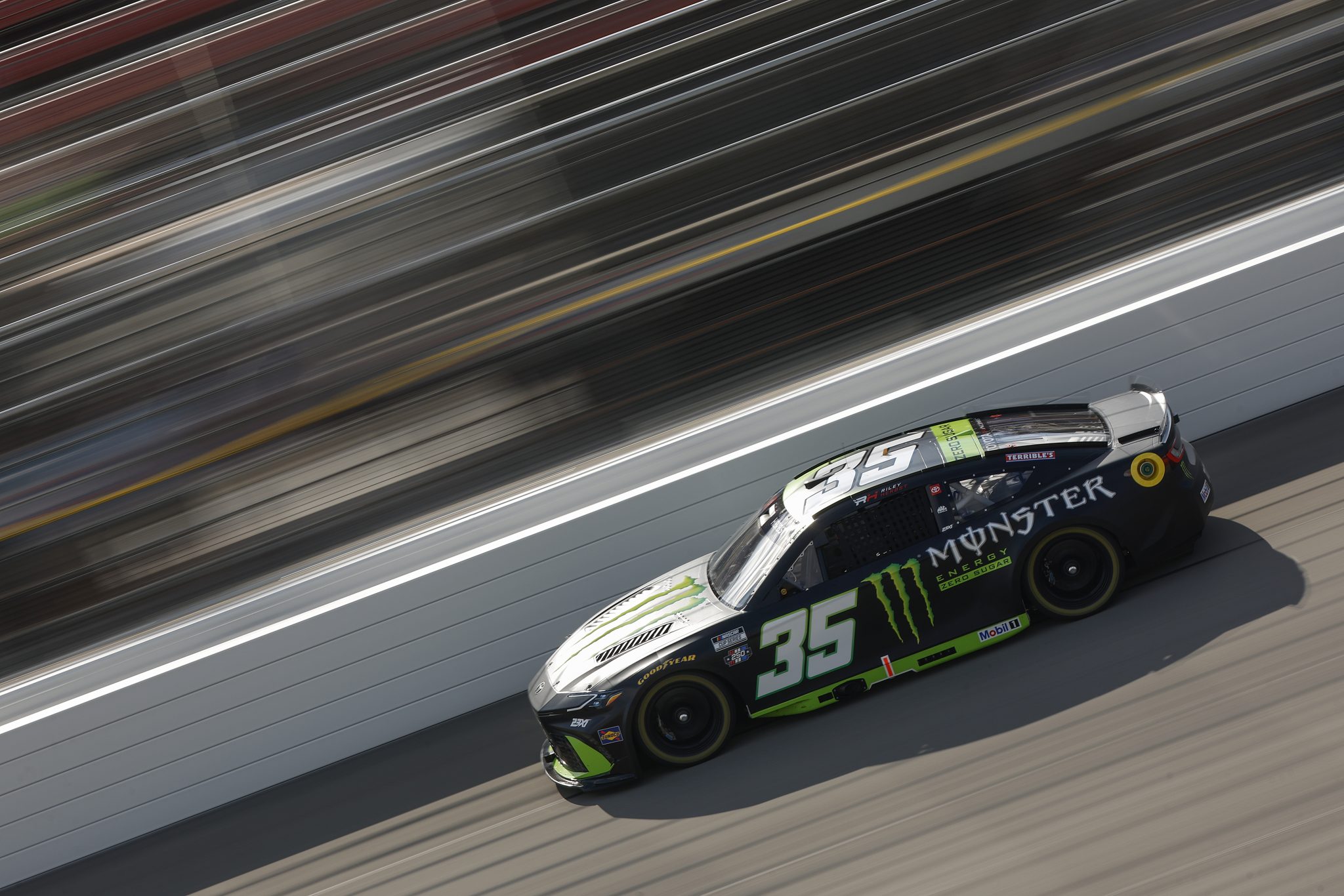 BROOKLYN, MICHIGAN - JUNE 06: Riley Herbst, driver of the #35 Monster Energy Zero Sugar Toyota, drives during practice for the NASCAR Cup Series FireKeepers Casino 400 at Michigan International Speedway on June 06, 2026 in Brooklyn, Michigan. (Photo by Sean Gardner/Getty Images) | Getty Images