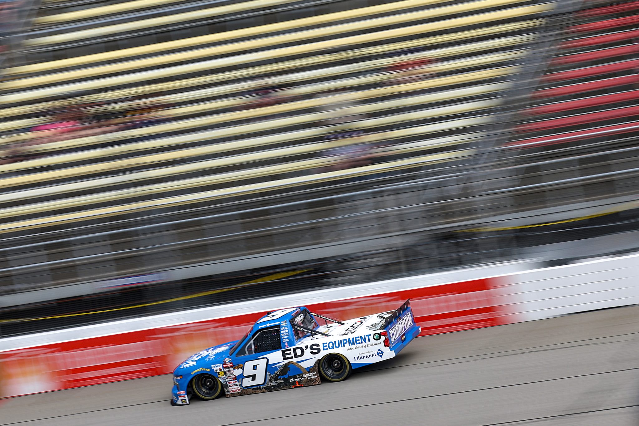 BROOKLYN, MICHIGAN - JUNE 06: Grant Enfinger, driver of the #9 Grant County Mulch/Ed's Equipment Chevrolet, drives during practice for the NASCAR Craftsman Truck Series DQS Solutions & Staffing 250 presented by Precision Vehicle Logistics at Michigan International Speedway on June 06, 2026 in Brooklyn, Michigan. (Photo by Brett Farmer/Getty Images) | Getty Images