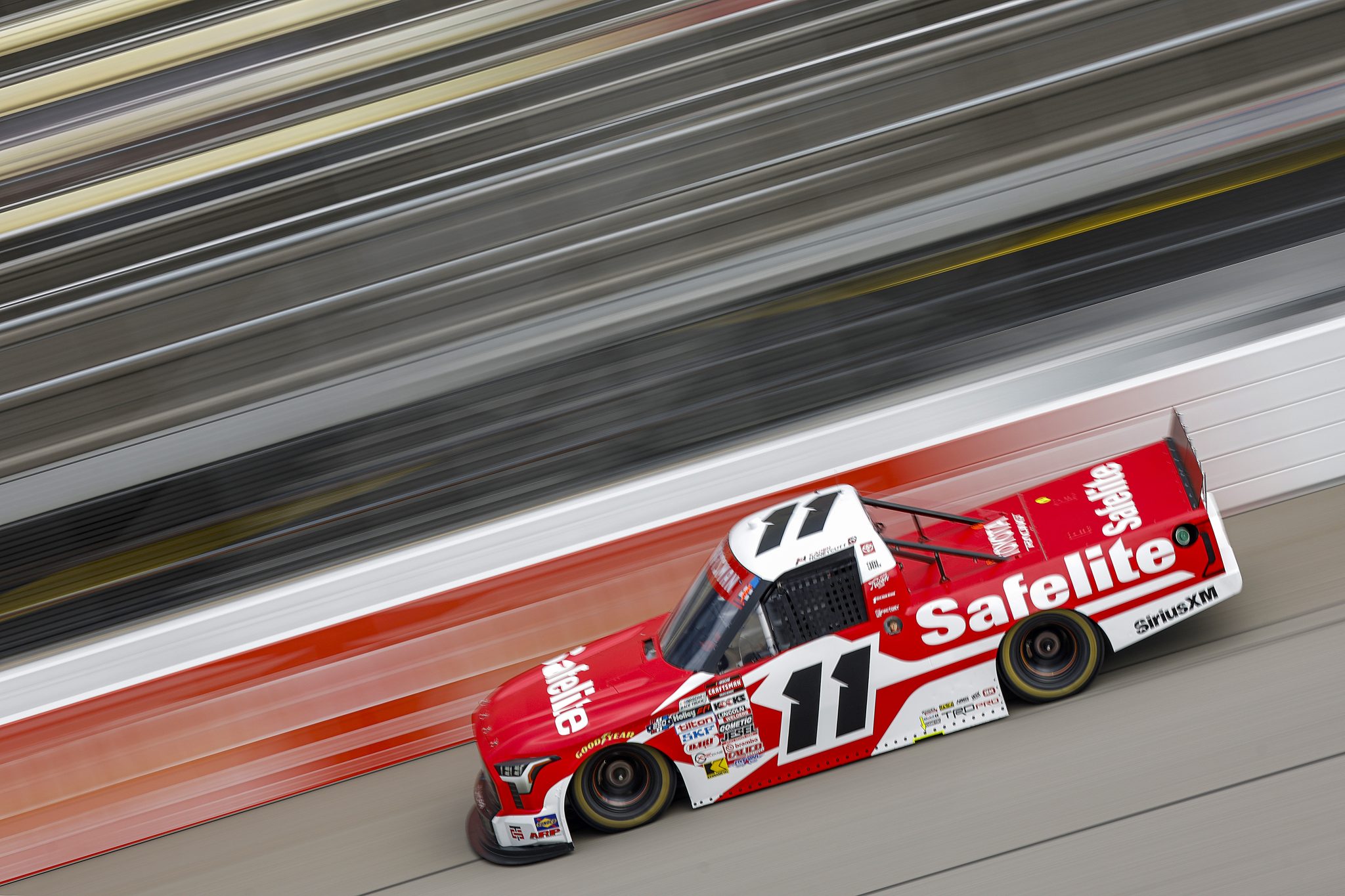 BROOKLYN, MICHIGAN - JUNE 06: Kaden Honeycutt, driver of the #11 Safelite Toyota, drives during practice for the NASCAR Craftsman Truck Series DQS Solutions & Staffing 250 presented by Precision Vehicle Logistics at Michigan International Speedway on June 06, 2026 in Brooklyn, Michigan. (Photo by Sean Gardner/Getty Images) | Getty Images