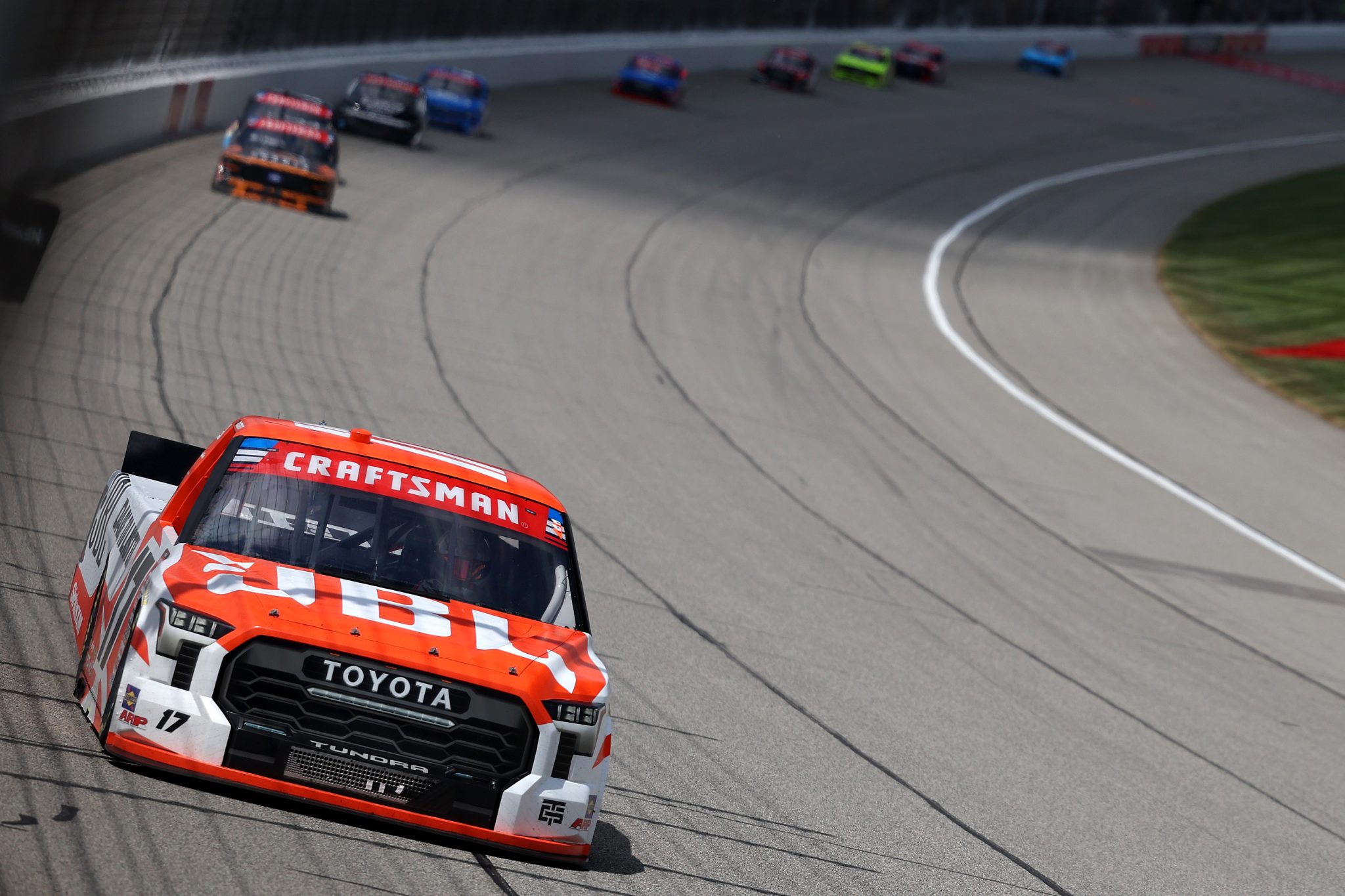 BROOKLYN, MICHIGAN - JUNE 06: Giovanni Ruggiero, driver of the #17 JBL Toyota, drives during the NASCAR Craftsman Truck Series DQS Solutions & Staffing 250 presented by Precision Vehicle Logistics at Michigan International Speedway on June 06, 2026 in Brooklyn, Michigan. (Photo by Brett Farmer/Getty Images) | Getty Images