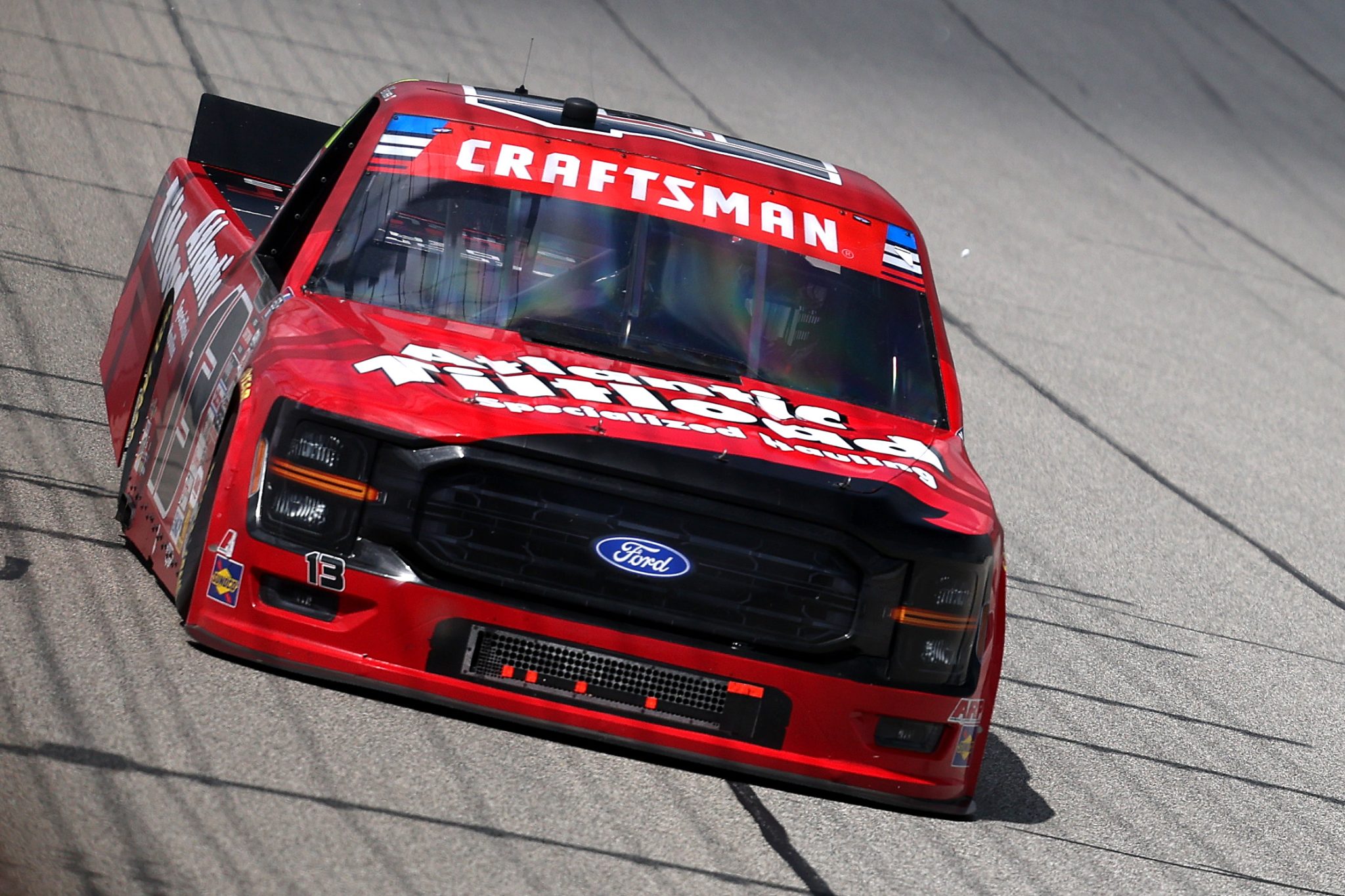 BROOKLYN, MICHIGAN - JUNE 06: Cole Butcher, driver of the #13 Atlantic Tilt Load Ford, drives during the NASCAR Craftsman Truck Series DQS Solutions & Staffing 250 presented by Precision Vehicle Logistics at Michigan International Speedway on June 06, 2026 in Brooklyn, Michigan. (Photo by Brett Farmer/Getty Images) | Getty Images