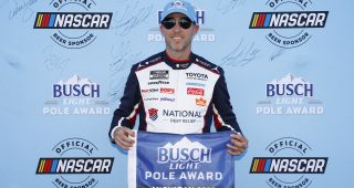 Denny Hamlin wins the pole for Michigan NASCAR Cup race