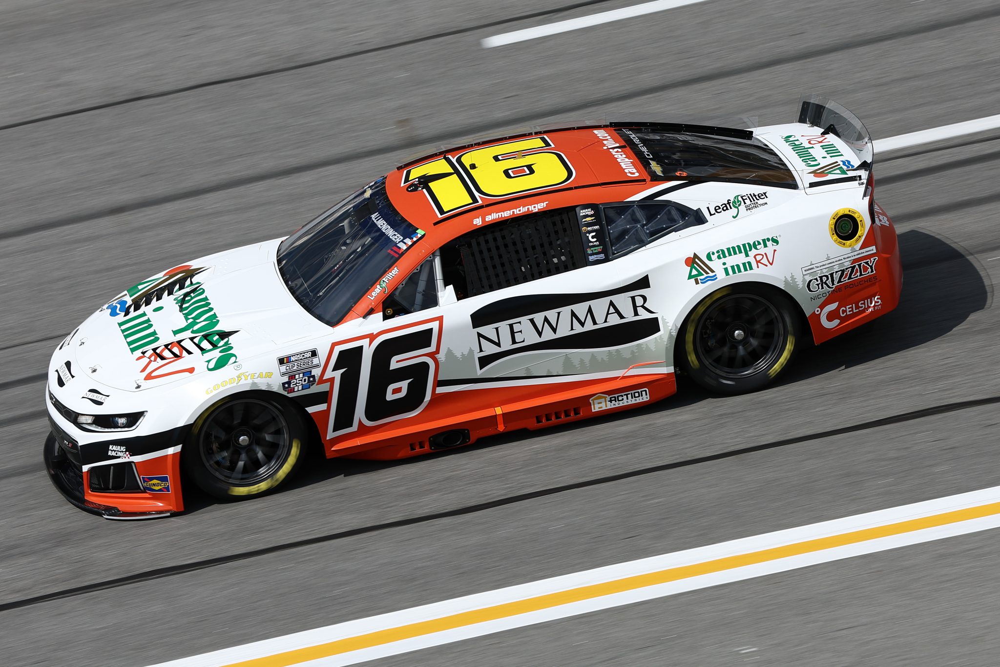 HAMPTON, GEORGIA - JULY 11: AJ Allmendinger, driver of the #16 Campers Inn RV Chevrolet, drives during qualifying for the NASCAR Cup Series Quaker State 400 Available at Walmart at EchoPark Speedway on July 11, 2026 in Hampton, Georgia. (Photo by Meg Oliphant/Getty Images) | Getty Images