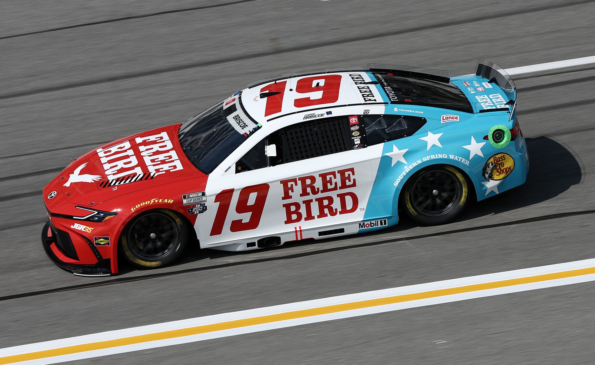 HAMPTON, GEORGIA - JULY 11: Chase Briscoe, driver of the #19 Freebird Spring Water Toyota, drives during qualifying for the NASCAR Cup Series Quaker State 400 Available at Walmart at EchoPark Speedway on July 11, 2026 in Hampton, Georgia. (Photo by Meg Oliphant/Getty Images) | Getty Images