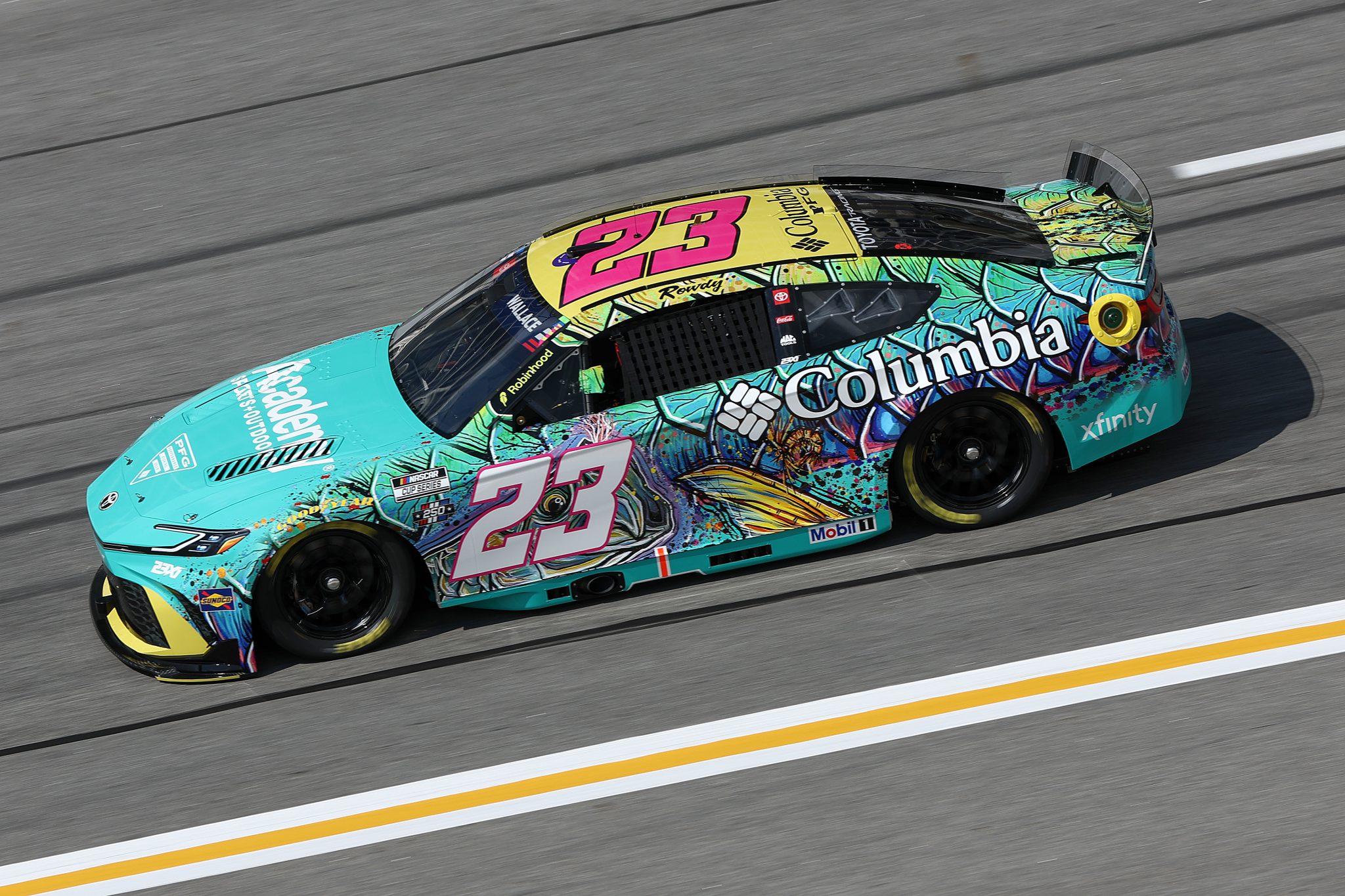 HAMPTON, GEORGIA - JULY 11: Bubba Wallace, driver of the #23 Columbia PFG/Academy Sports Toyota, drives during qualifying for the NASCAR Cup Series Quaker State 400 Available at Walmart at EchoPark Speedway on July 11, 2026 in Hampton, Georgia. (Photo by Meg Oliphant/Getty Images) | Getty Images