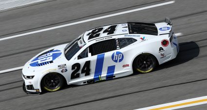 HAMPTON, GEORGIA - JULY 11: William Byron, driver of the #24 HP Chevrolet, drives during qualifying for the NASCAR Cup Series Quaker State 400 Available at Walmart at EchoPark Speedway on July 11, 2026 in Hampton, Georgia. (Photo by Meg Oliphant/Getty Images) | Getty Images