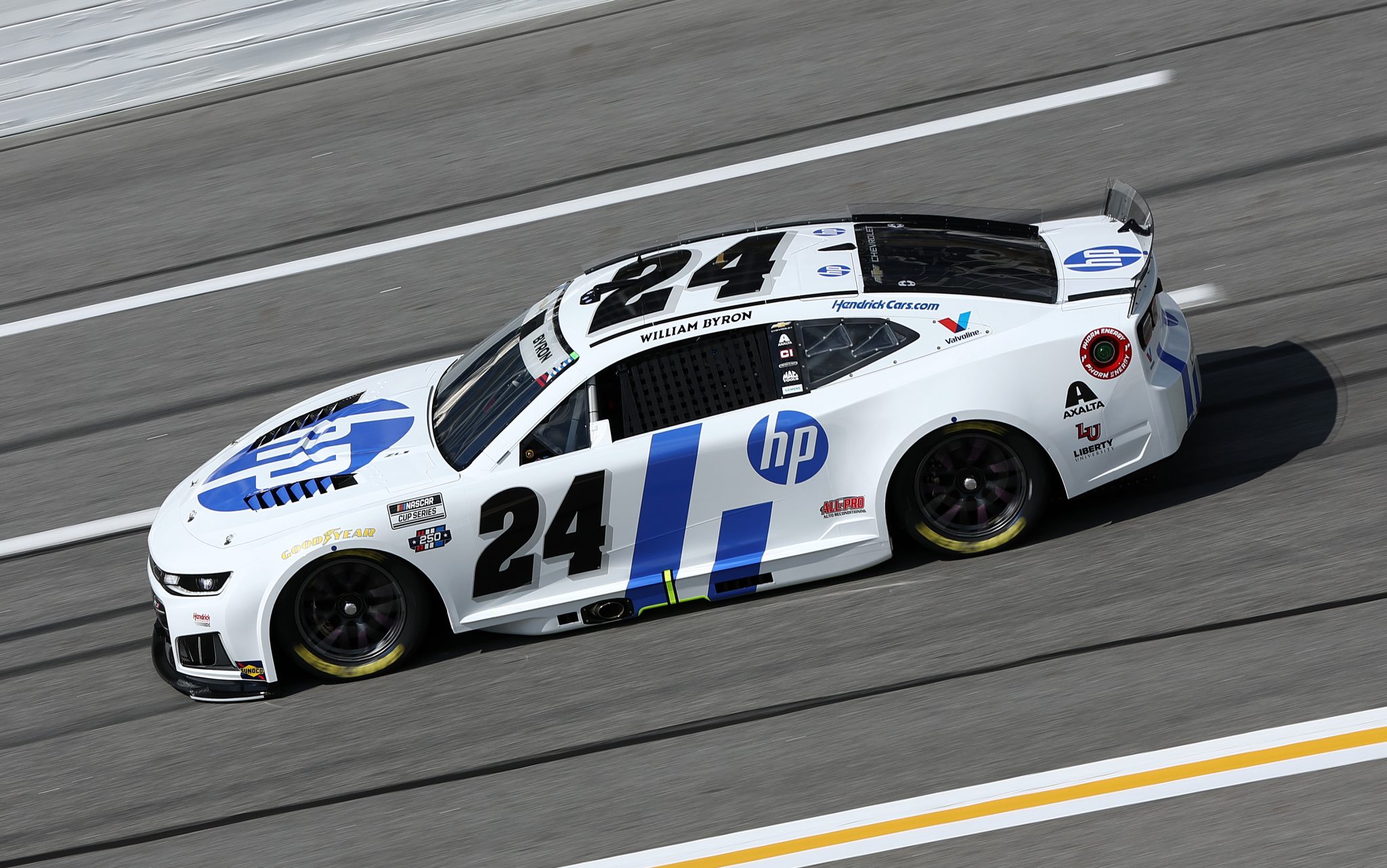 HAMPTON, GEORGIA - JULY 11: William Byron, driver of the #24 HP Chevrolet, drives during qualifying for the NASCAR Cup Series Quaker State 400 Available at Walmart at EchoPark Speedway on July 11, 2026 in Hampton, Georgia. (Photo by Meg Oliphant/Getty Images) | Getty Images